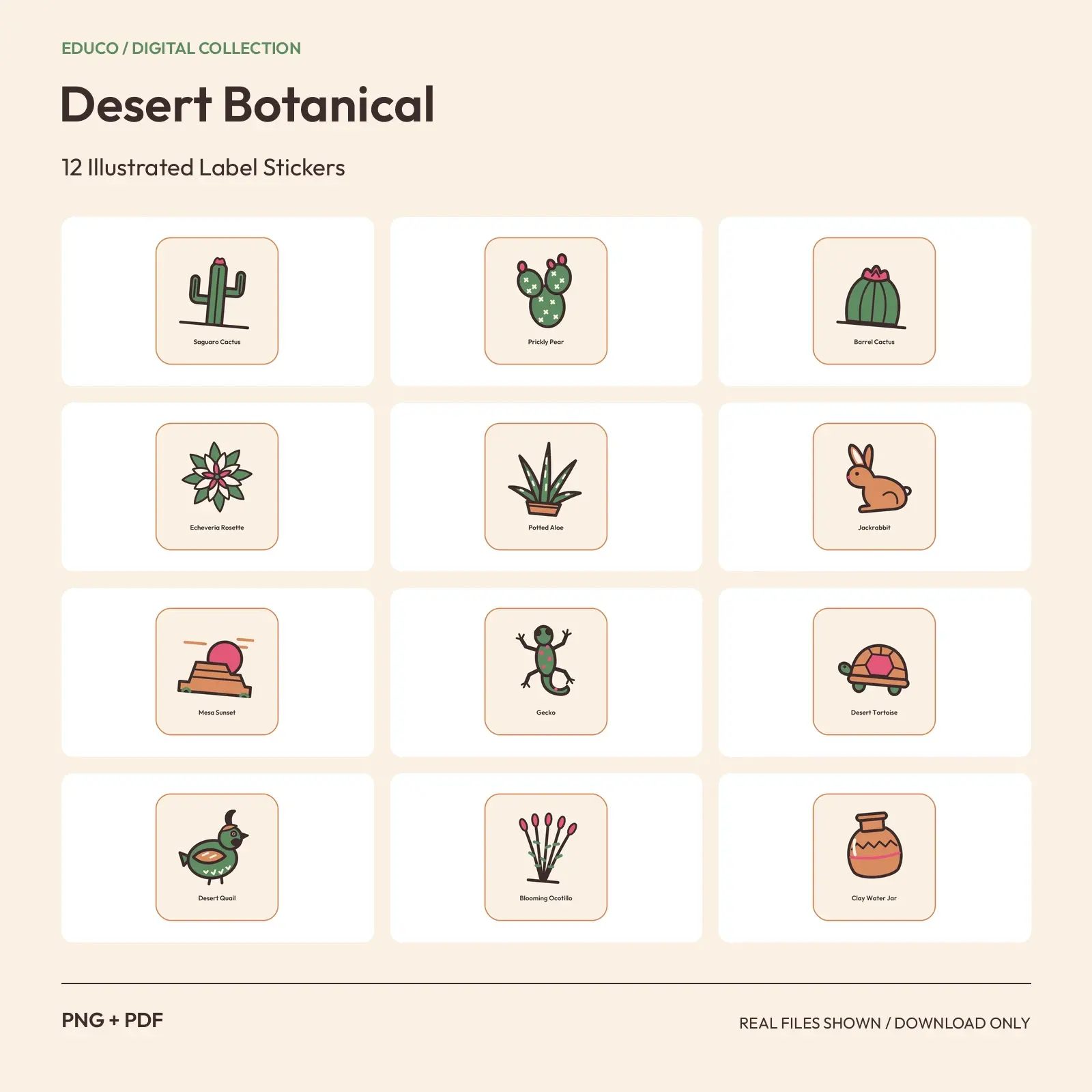 Desert Botanical - 12 Illustrated Label Stickers preview