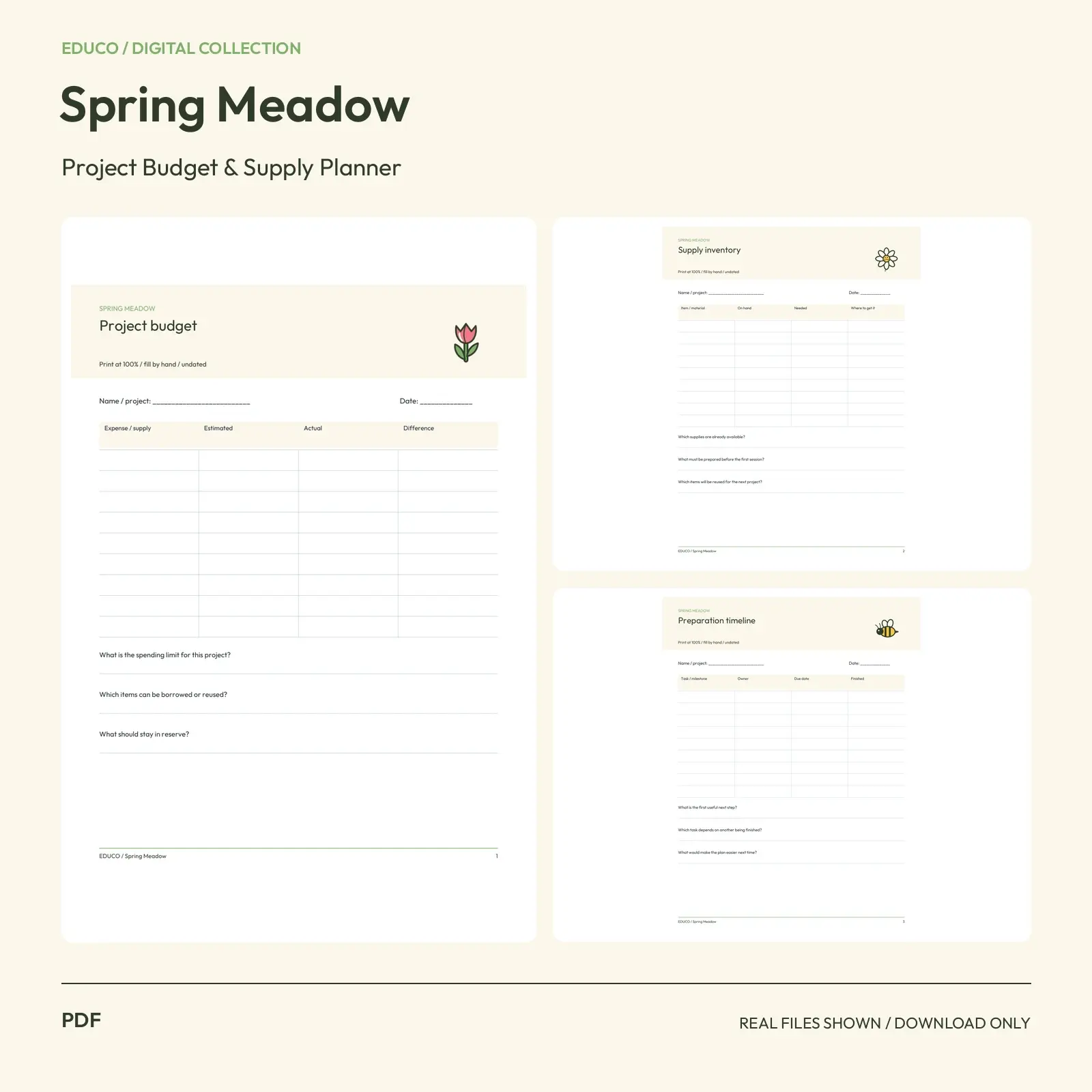 Spring Meadow - Project Budget and Supply Planner preview