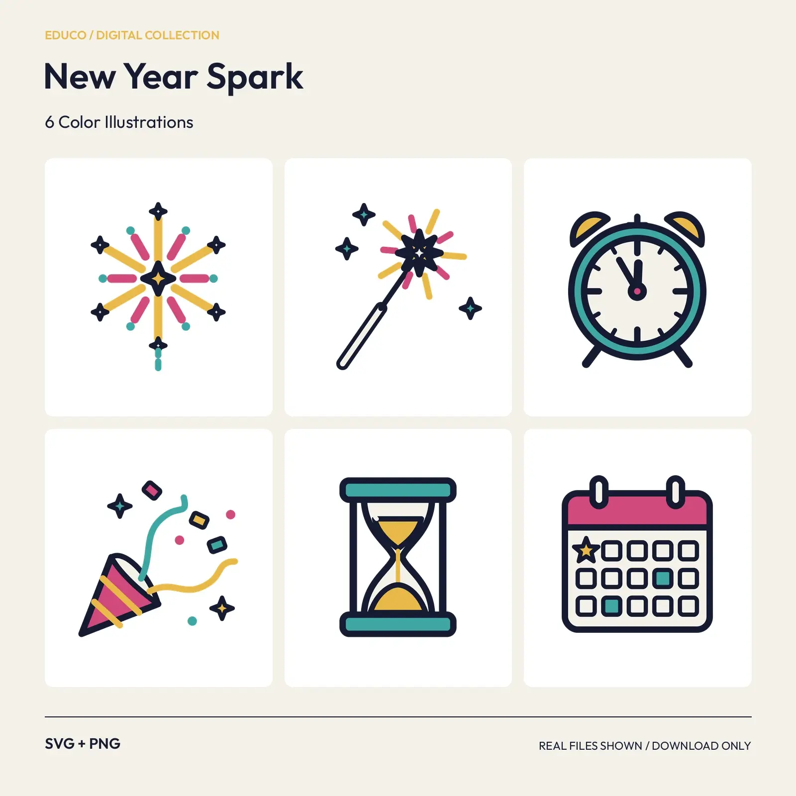 New Year Spark - 6 Color Illustrations preview