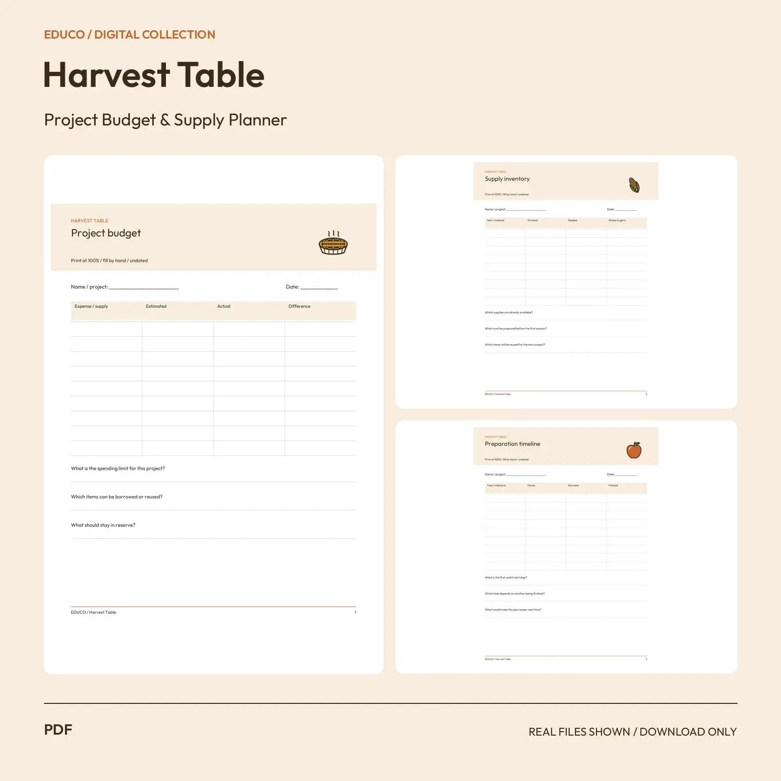 Harvest Table - Project Budget and Supply Planner preview