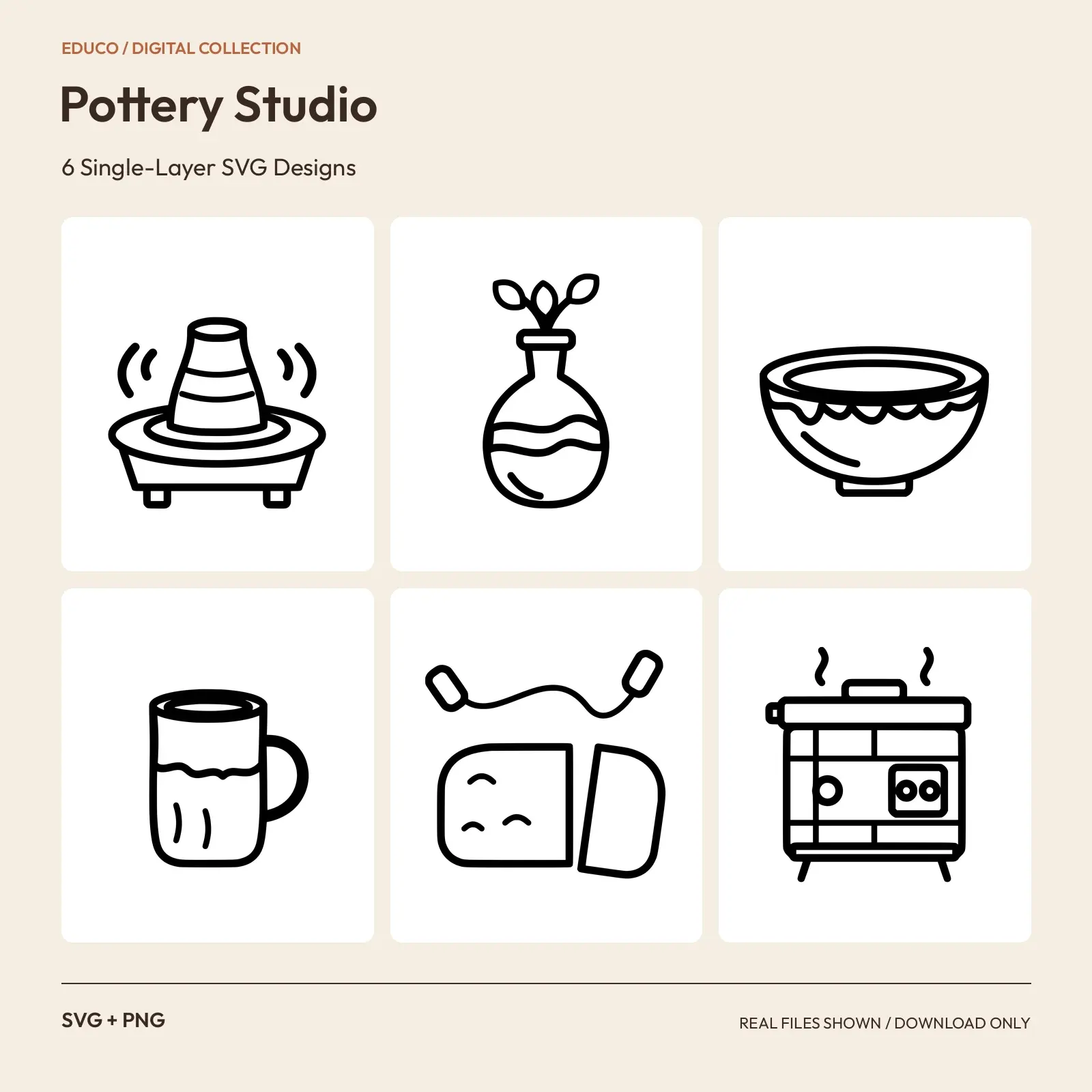 Pottery Studio - 6 Single-Layer SVG Designs preview