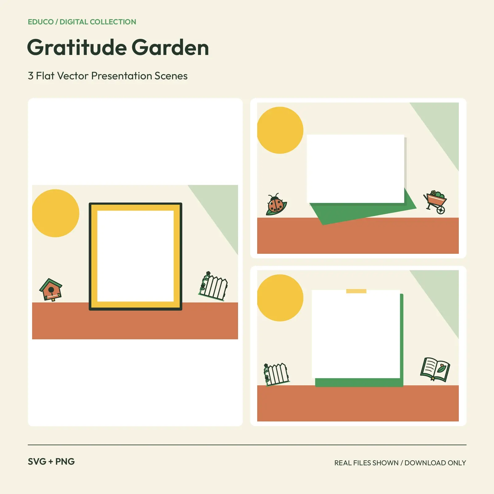 Gratitude Garden - 3 Flat Vector Presentation Scenes preview
