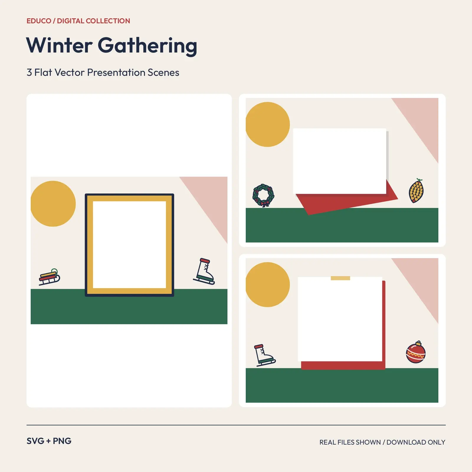 Winter Gathering - 3 Flat Vector Presentation Scenes preview