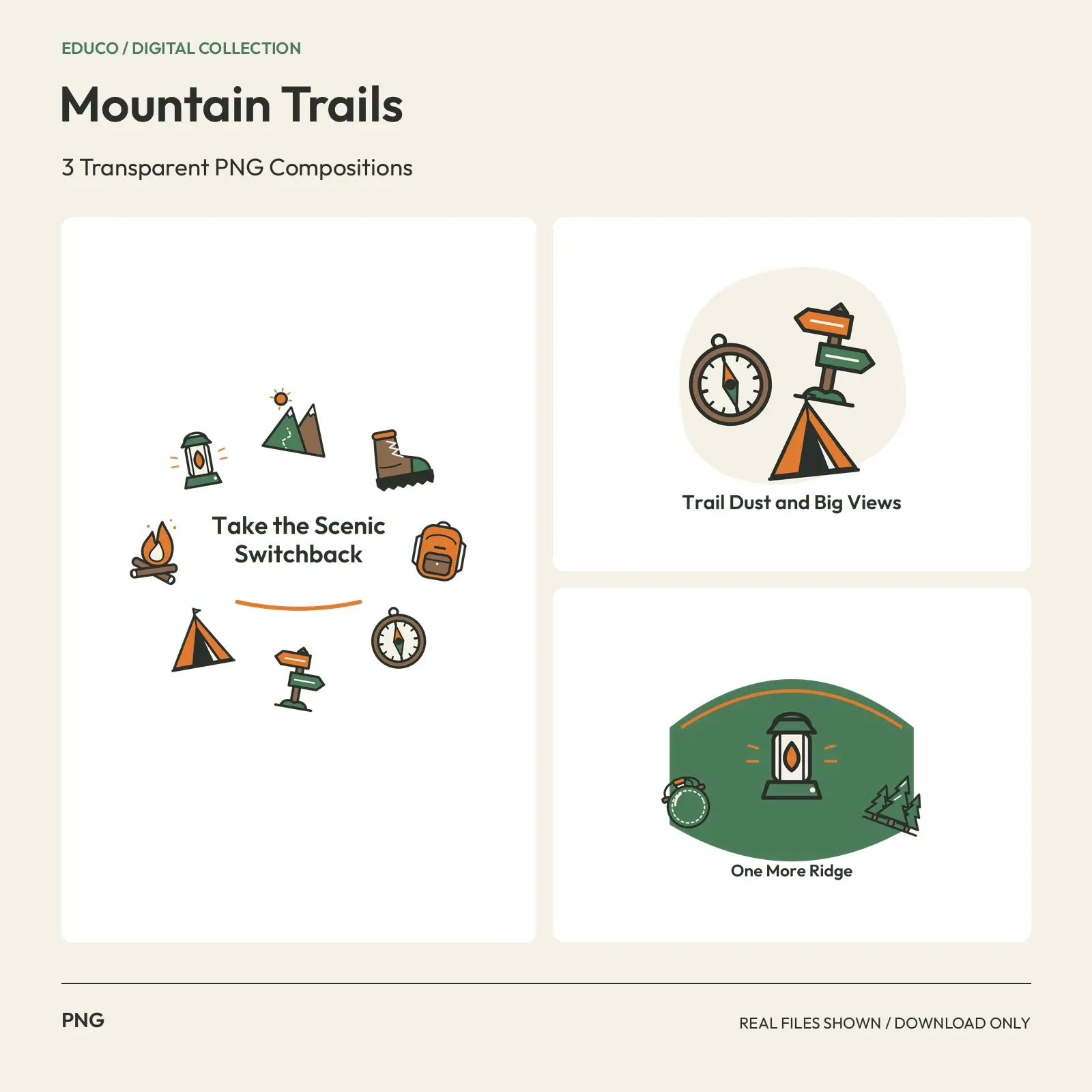 Mountain Trails - 3 Transparent PNG Compositions preview