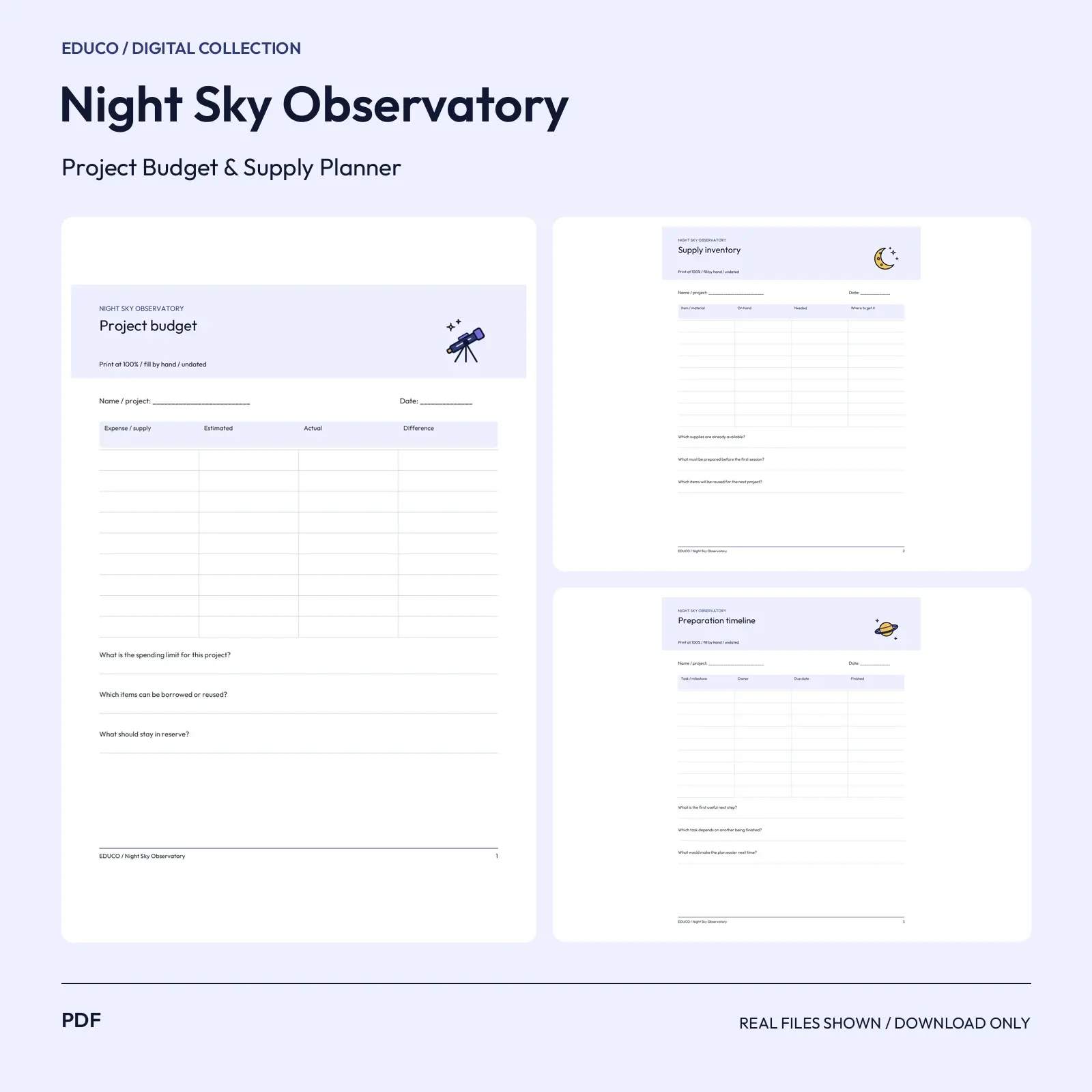 Night Sky Observatory - Project Budget and Supply Planner preview