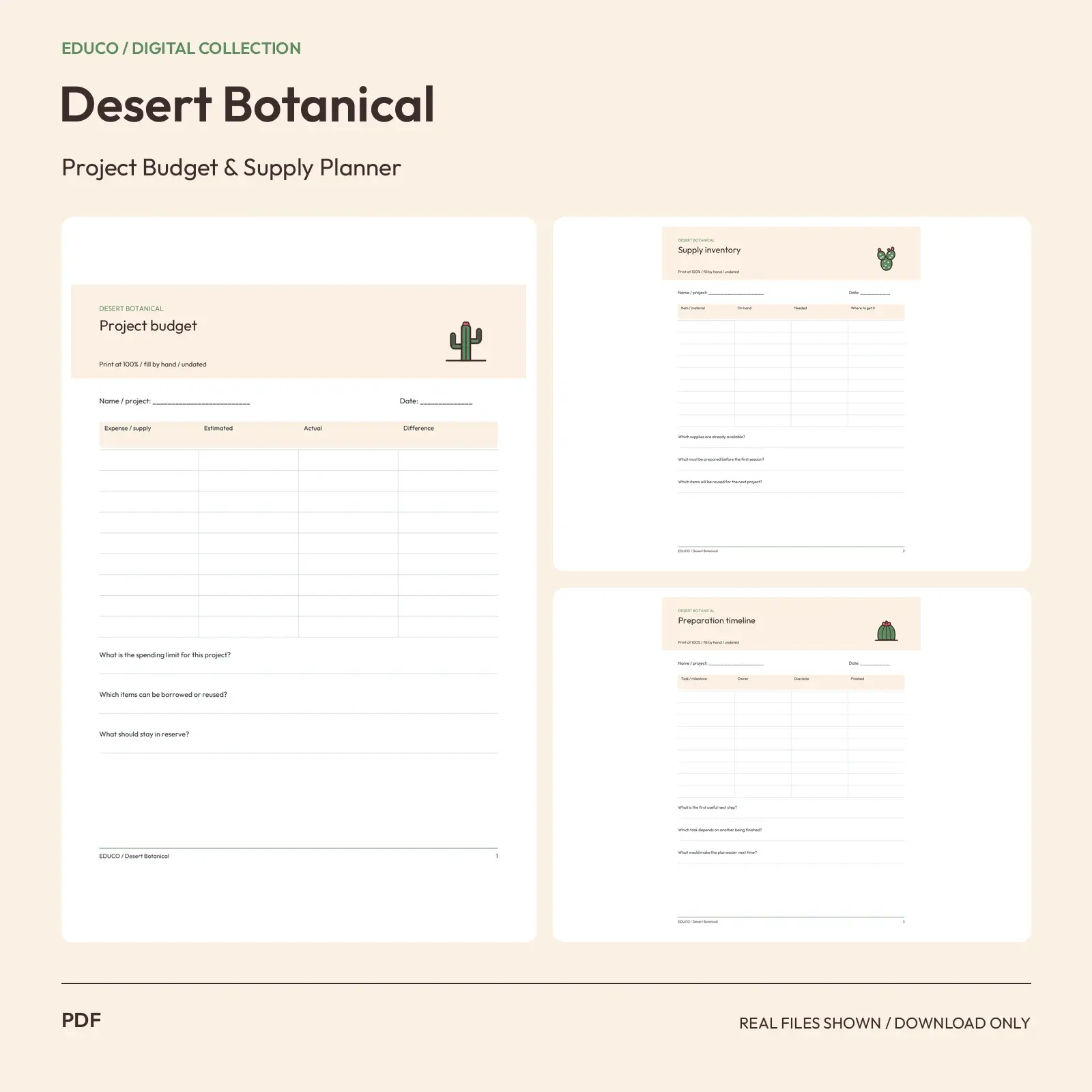 Desert Botanical - Project Budget and Supply Planner preview