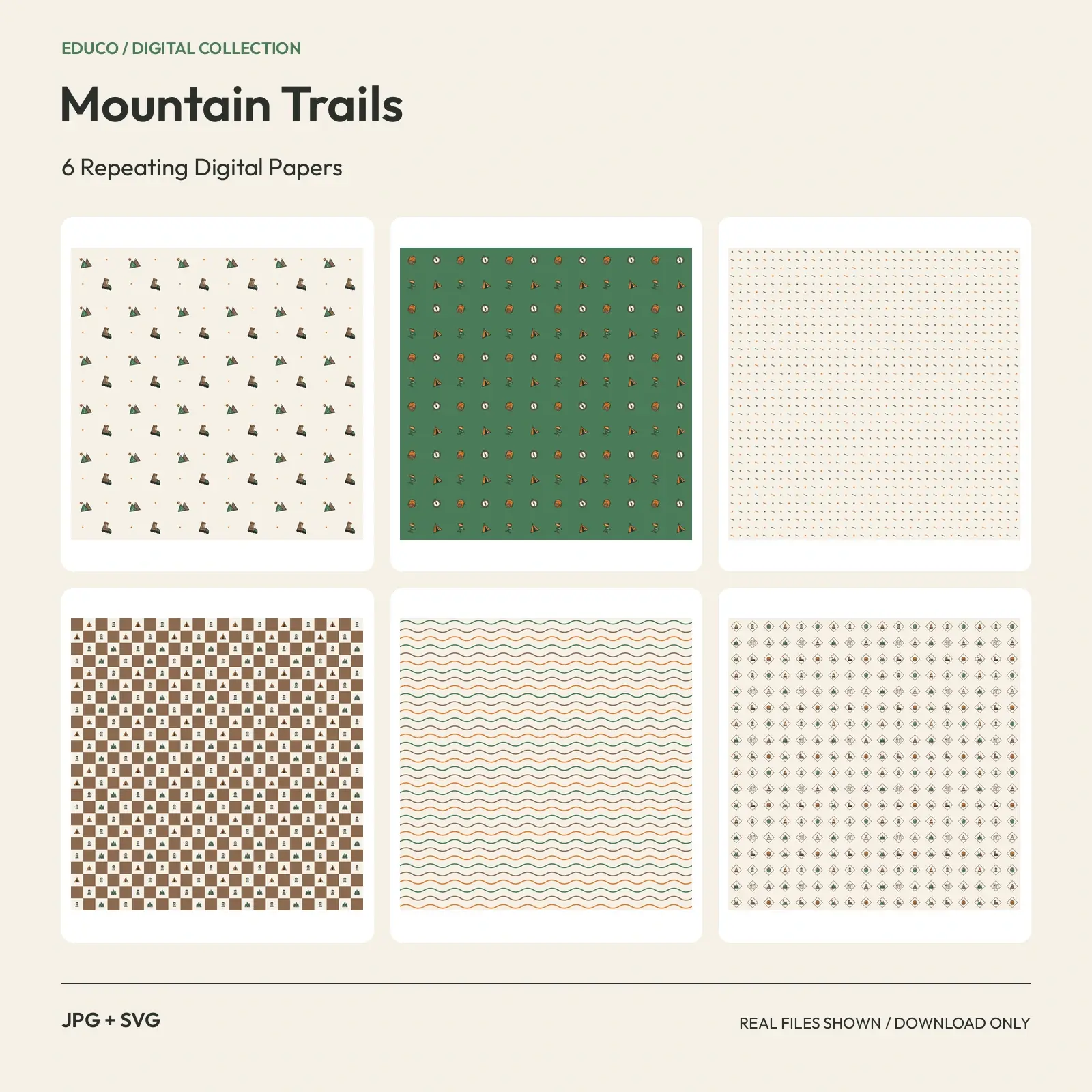 Mountain Trails - 6 Repeating Digital Papers preview
