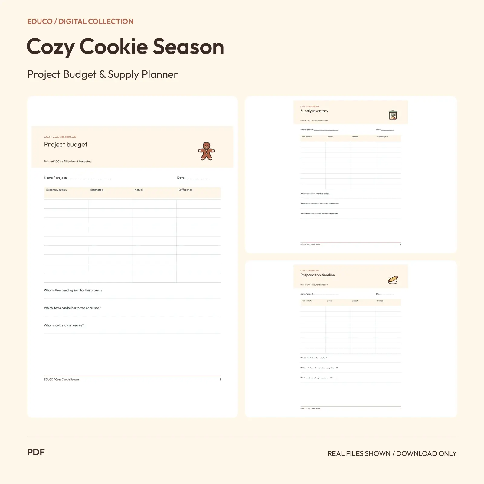 Cozy Cookie Season - Project Budget and Supply Planner preview