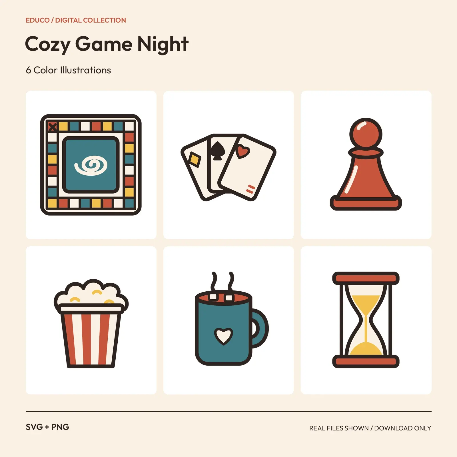 Cozy Game Night - 6 Color Illustrations preview