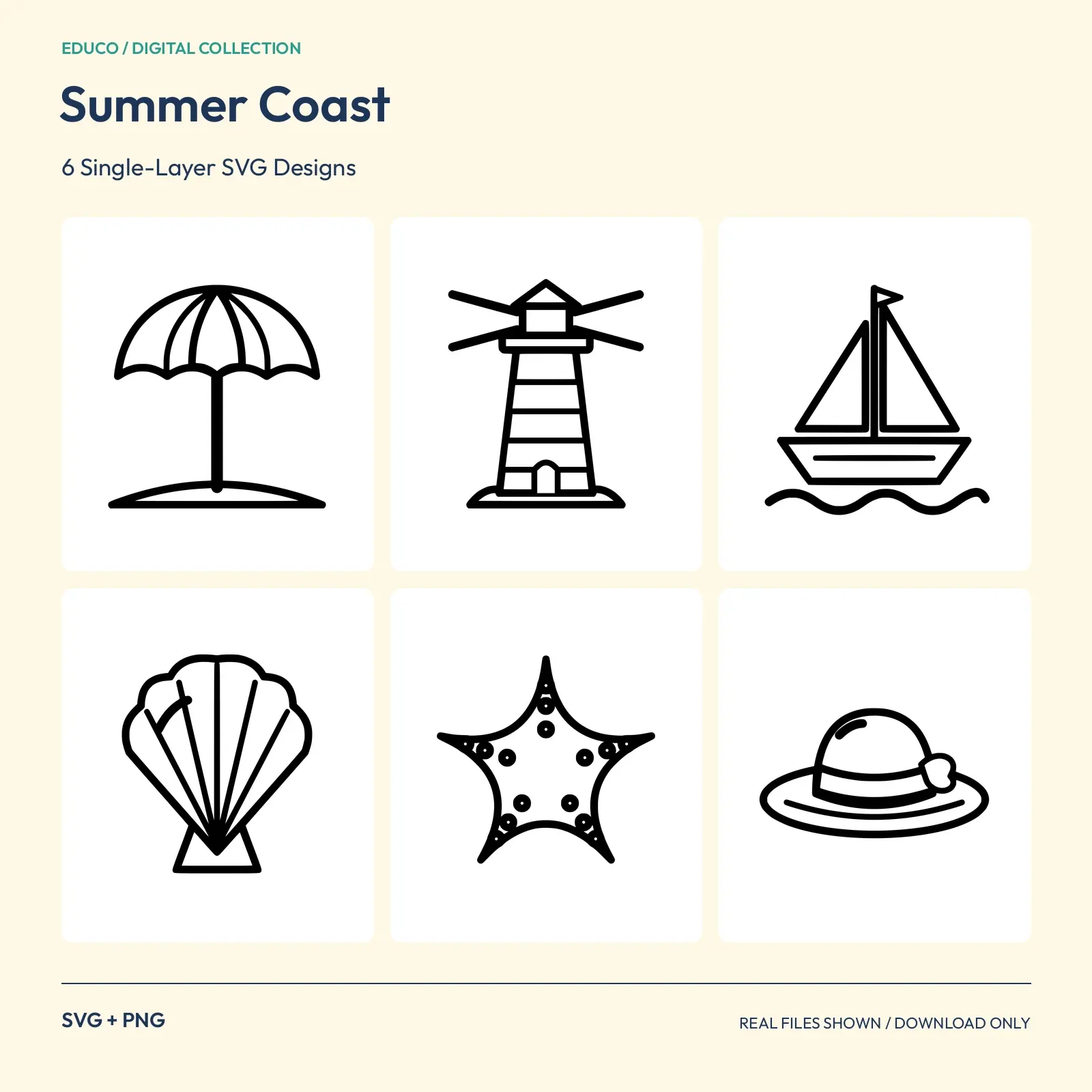 Summer Coast - 6 Single-Layer SVG Designs preview