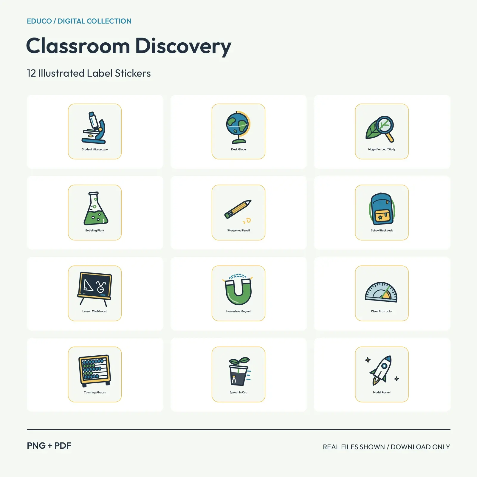 Classroom Discovery - 12 Illustrated Label Stickers preview