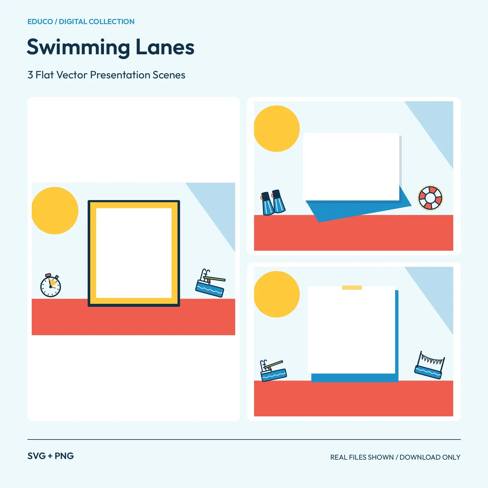 Swimming Lanes - 3 Flat Vector Presentation Scenes preview