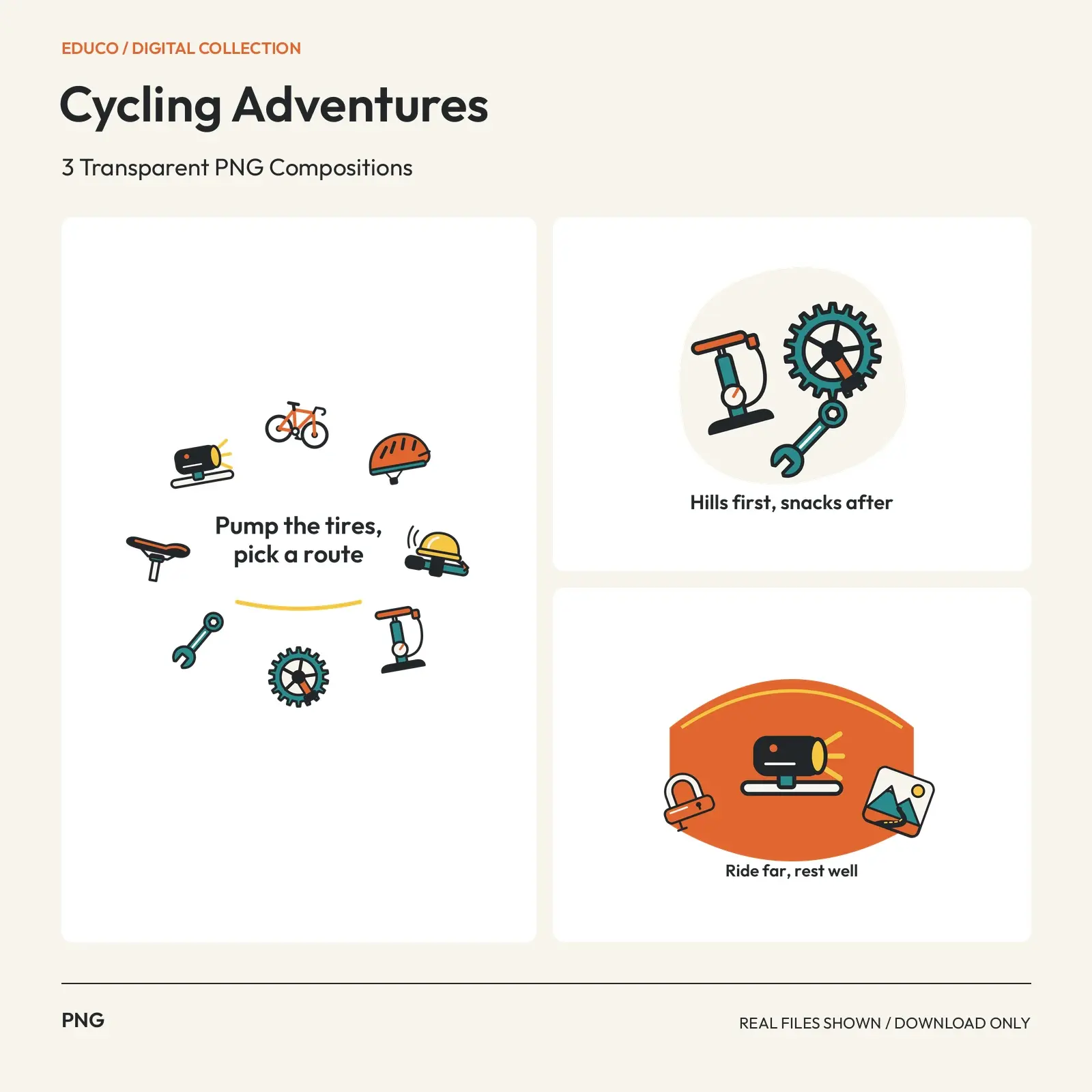 Cycling Adventures - 3 Transparent PNG Compositions preview
