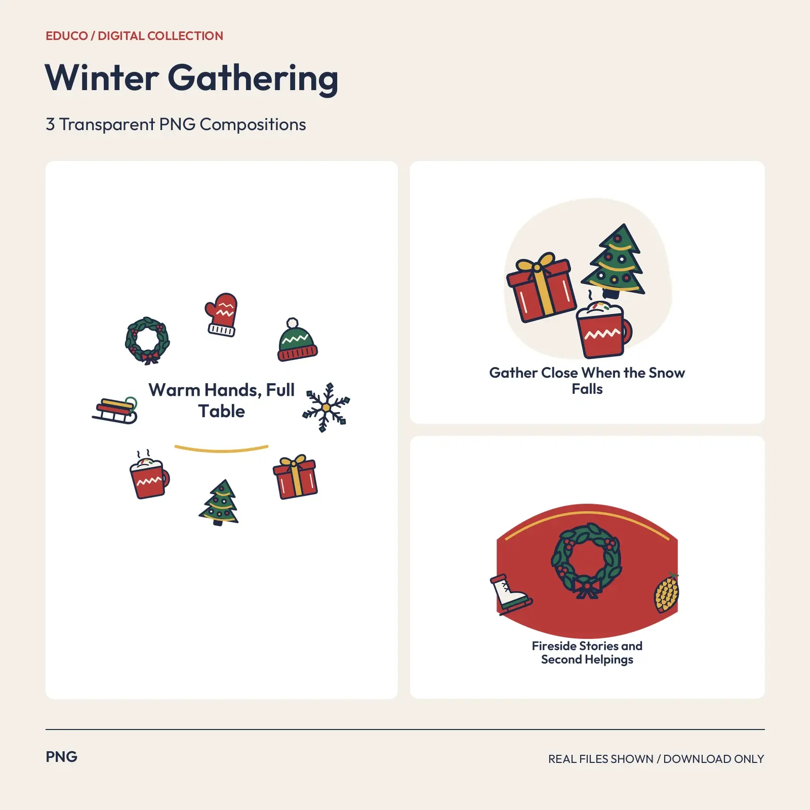 Winter Gathering - 3 Transparent PNG Compositions preview