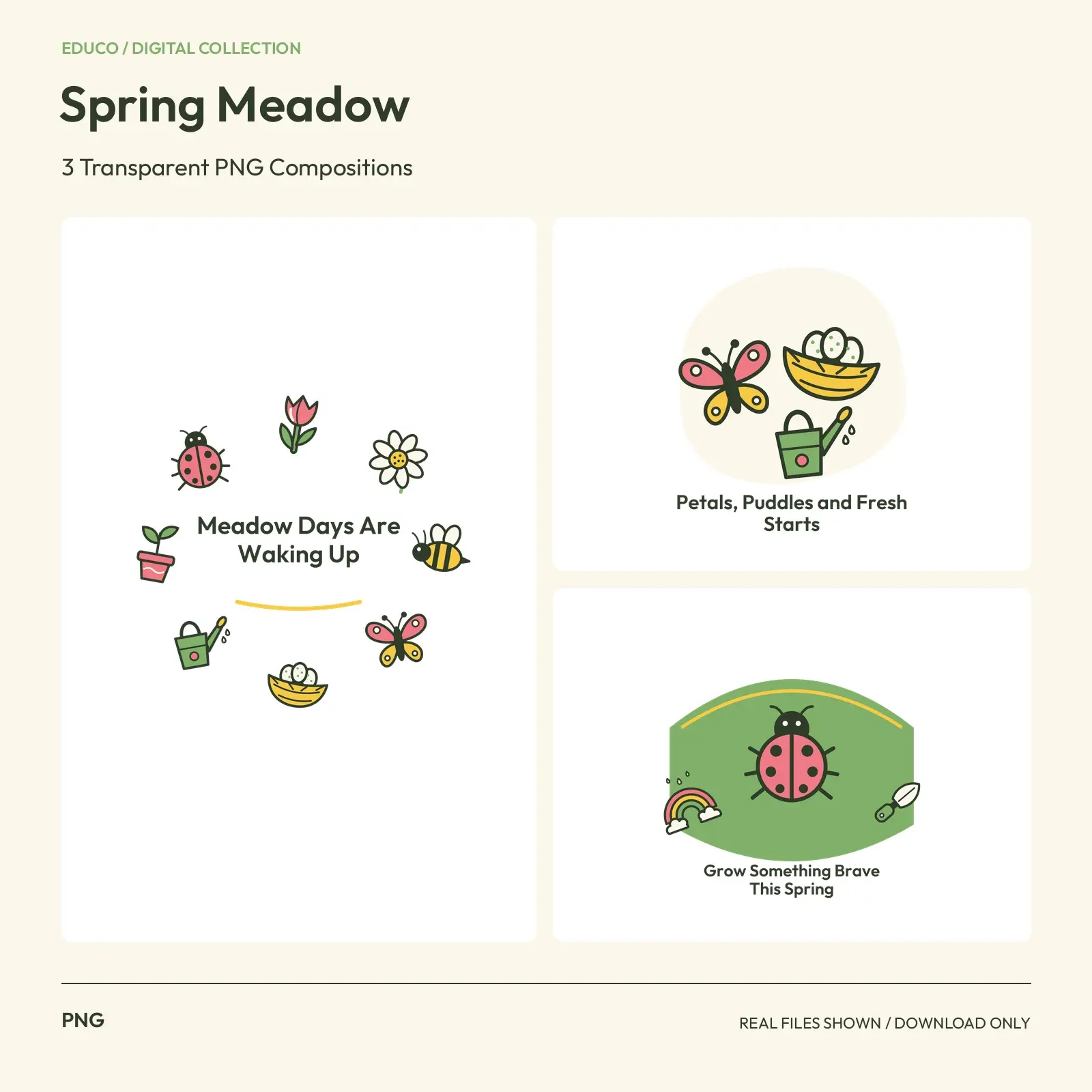 Spring Meadow - 3 Transparent PNG Compositions preview