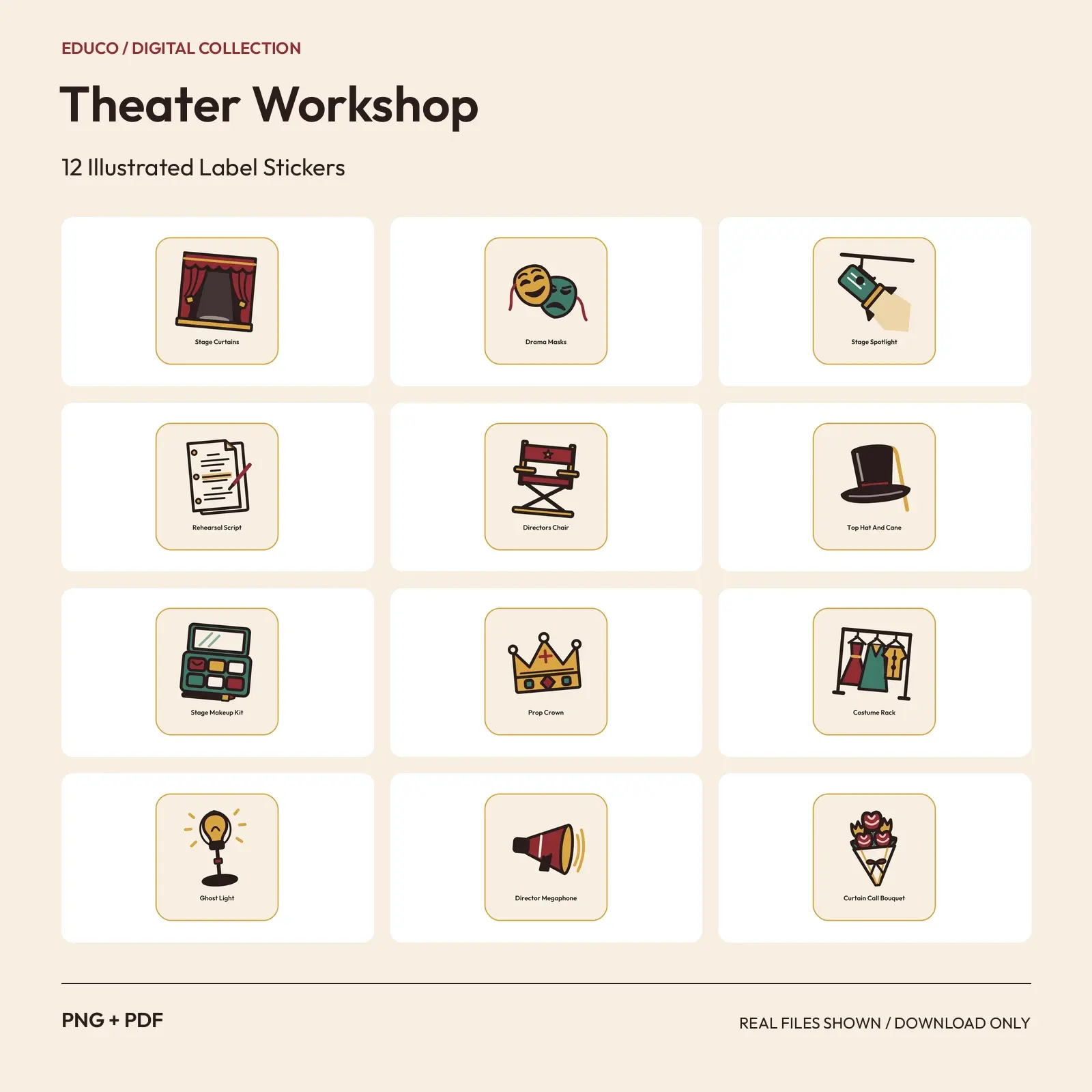 Theater Workshop - 12 Illustrated Label Stickers preview