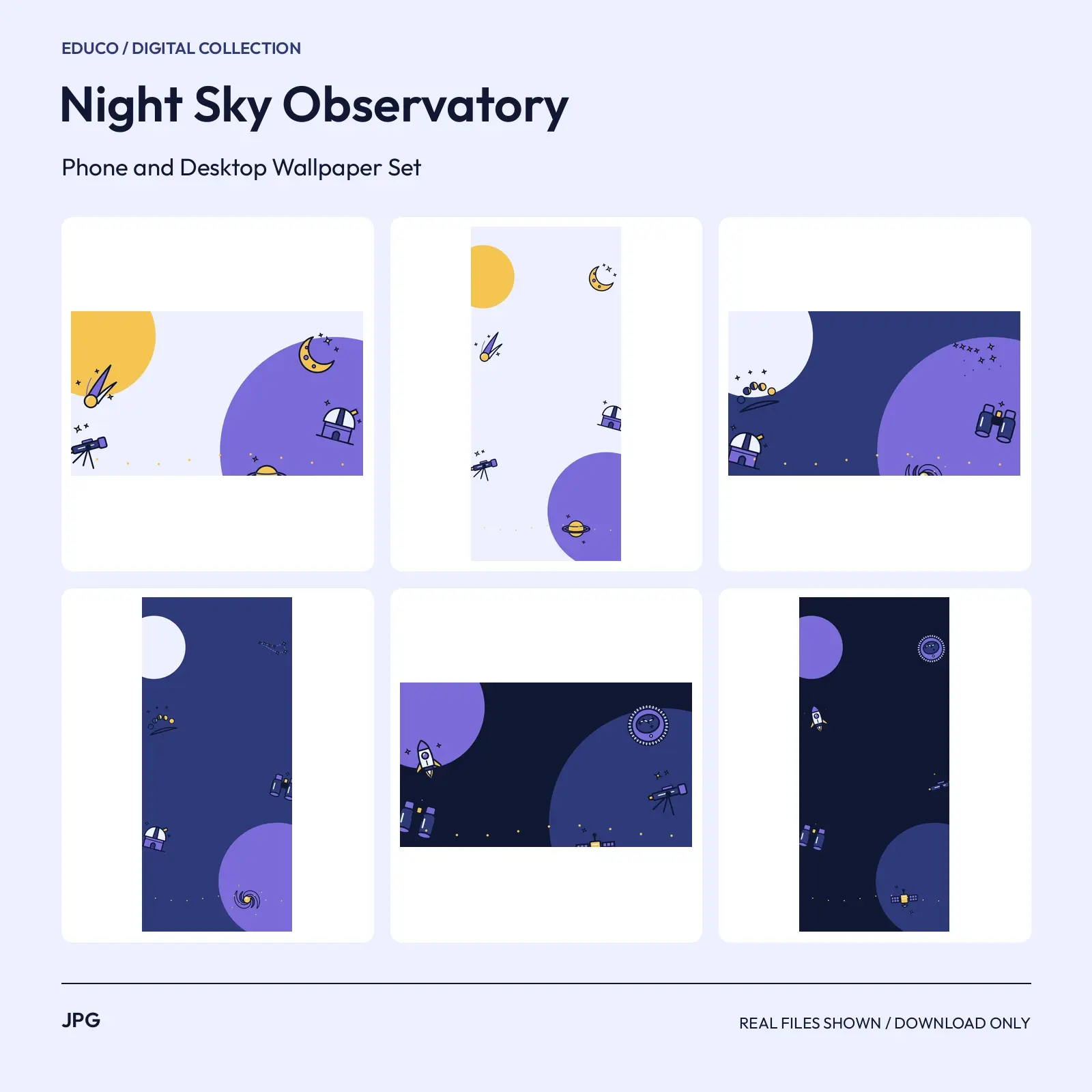 Night Sky Observatory - Phone and Desktop Wallpaper Set preview