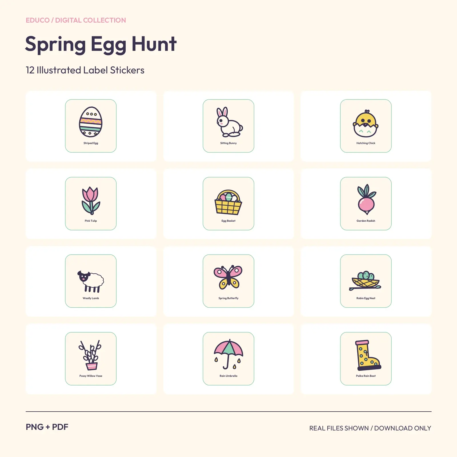 Spring Egg Hunt - 12 Illustrated Label Stickers preview