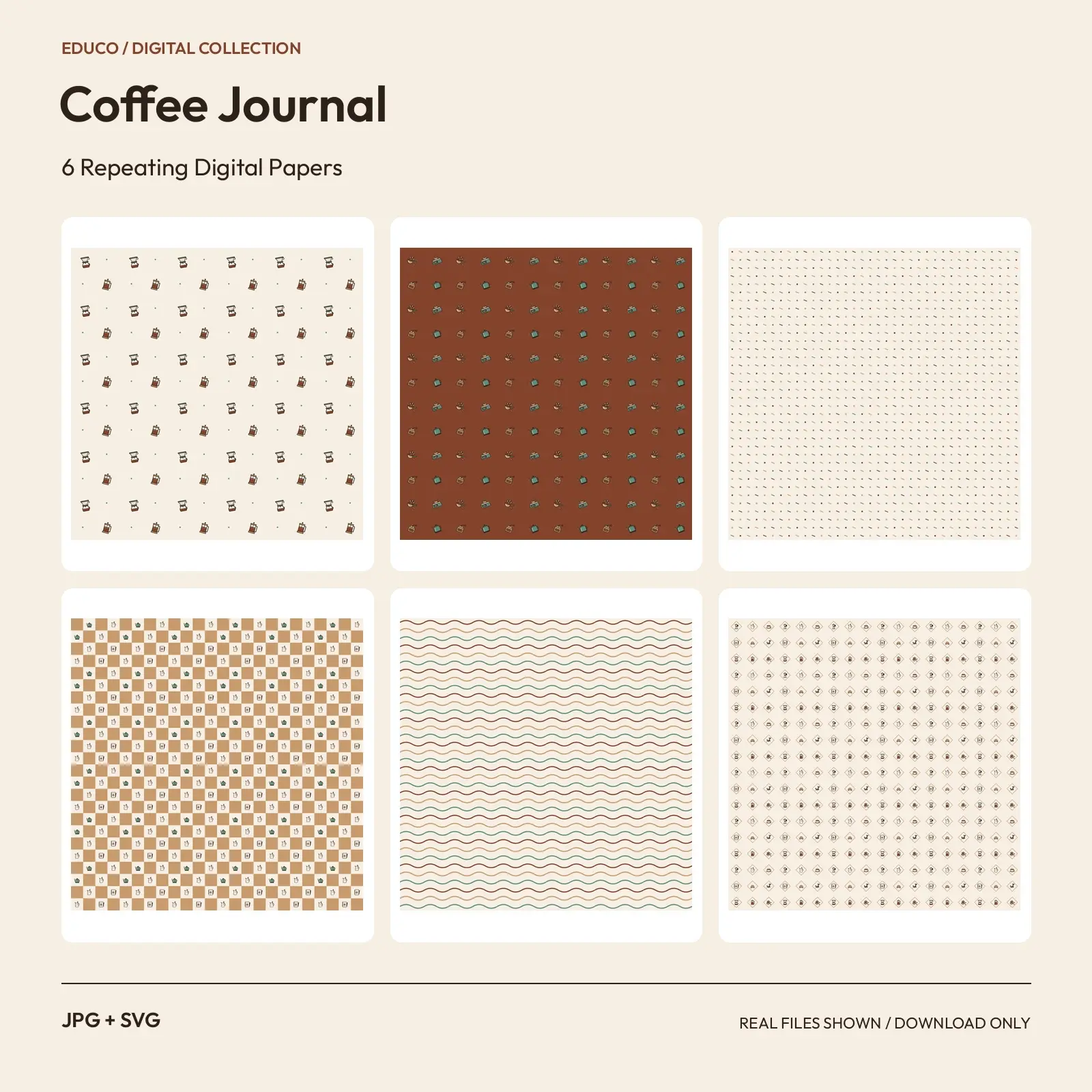 Coffee Journal - 6 Repeating Digital Papers preview