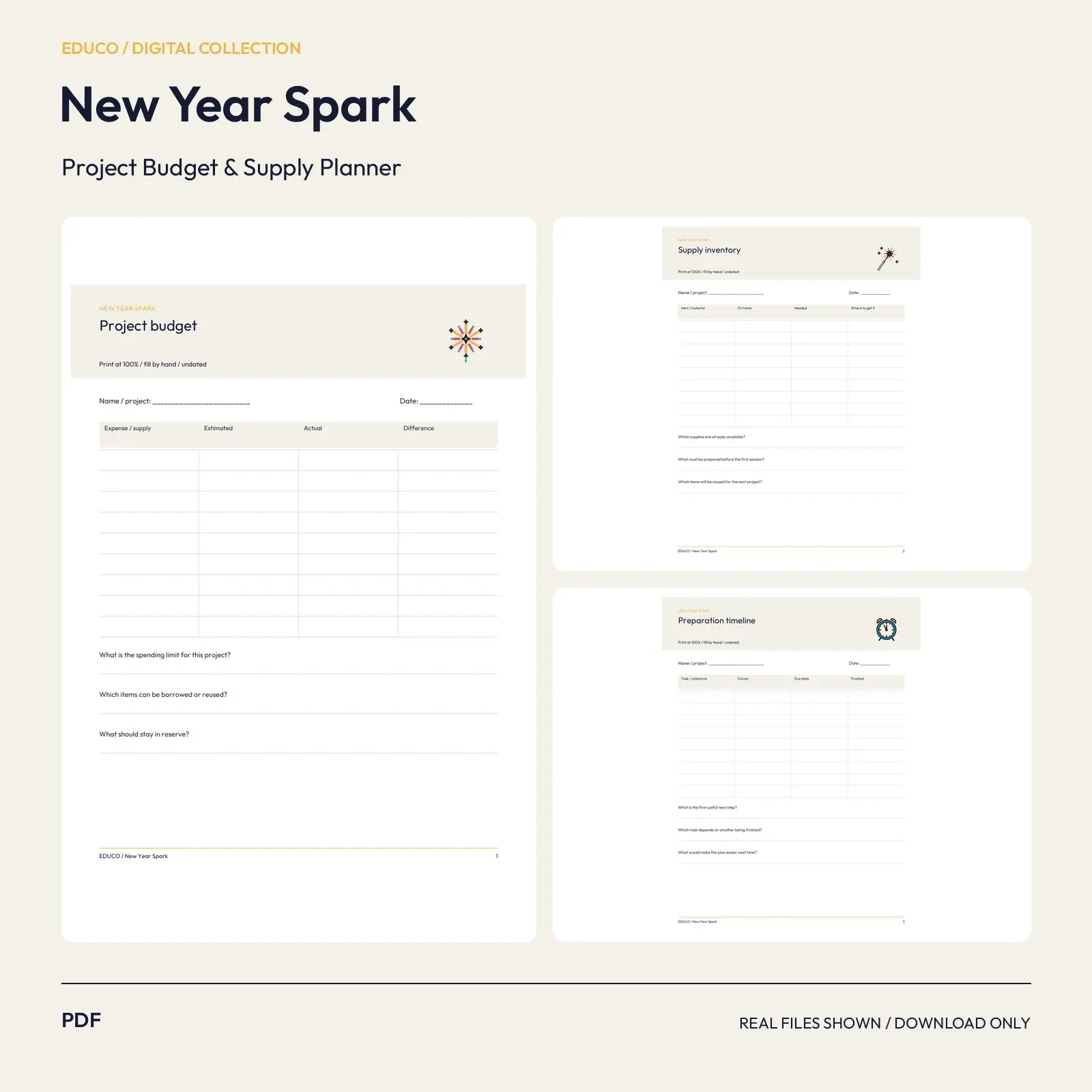 New Year Spark - Project Budget and Supply Planner preview