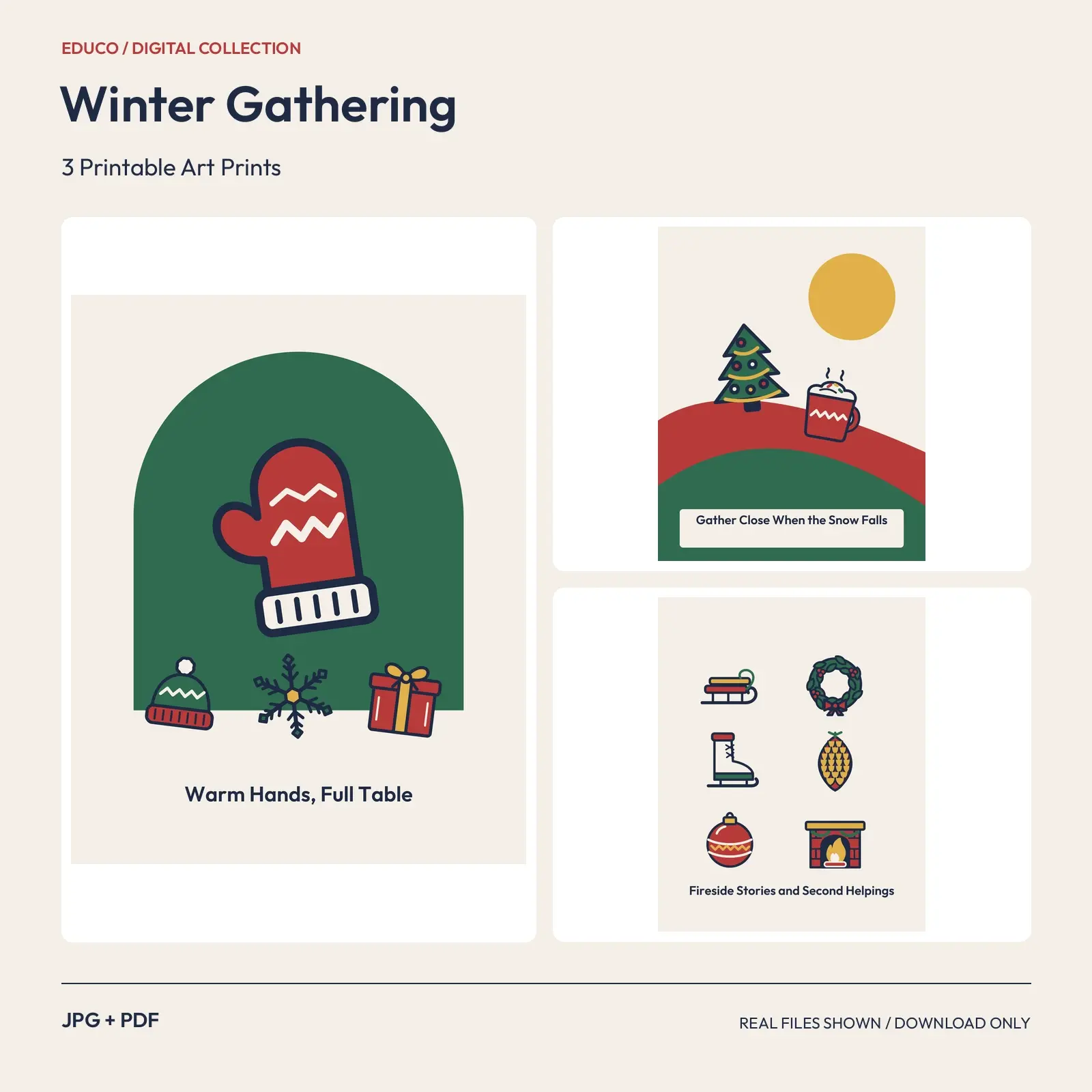 Winter Gathering - 3 Printable Art Prints preview