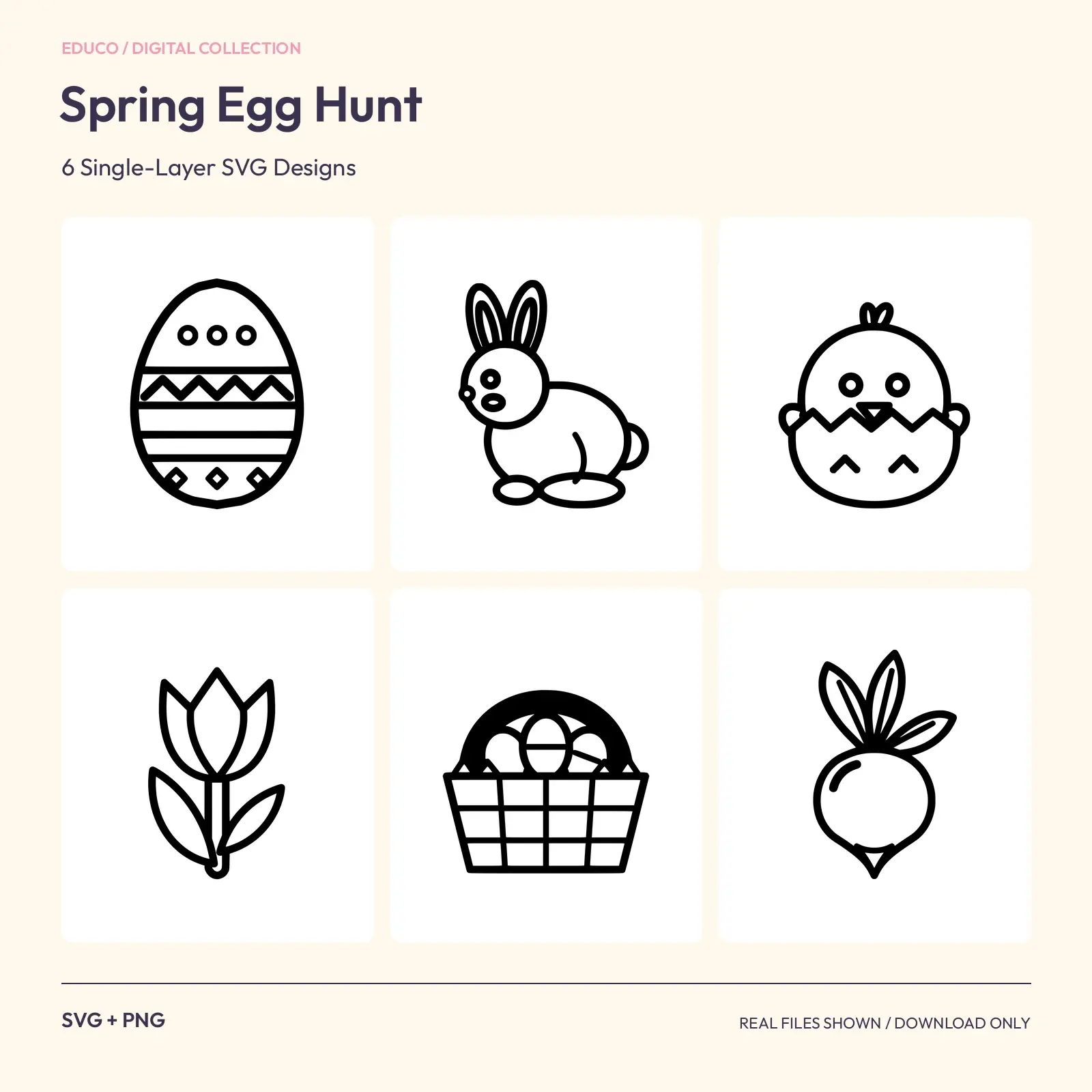 Spring Egg Hunt - 6 Single-Layer SVG Designs preview