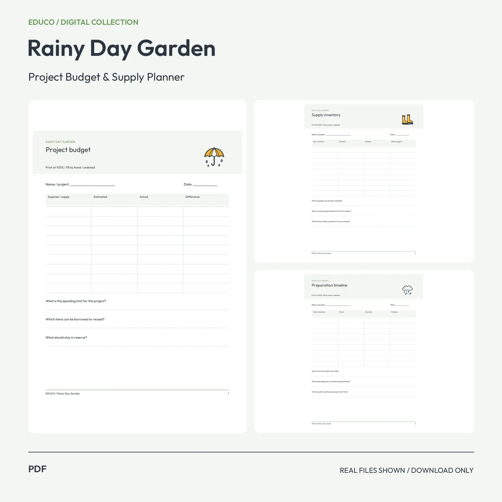 Rainy Day Garden - Project Budget and Supply Planner preview