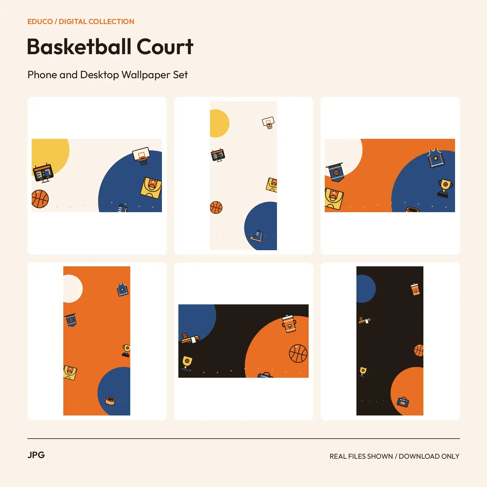 Basketball Court - Phone and Desktop Wallpaper Set preview