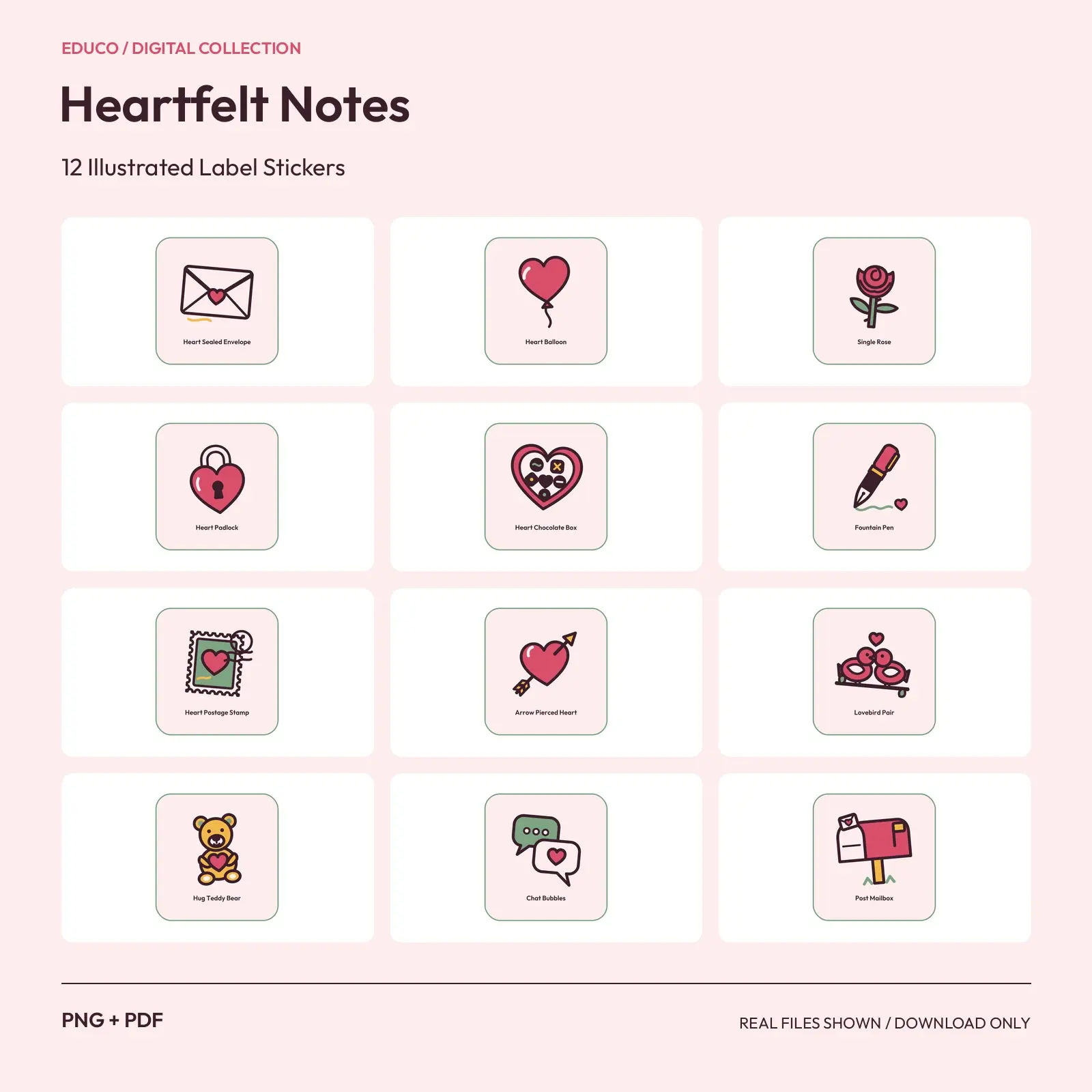 Heartfelt Notes - 12 Illustrated Label Stickers preview