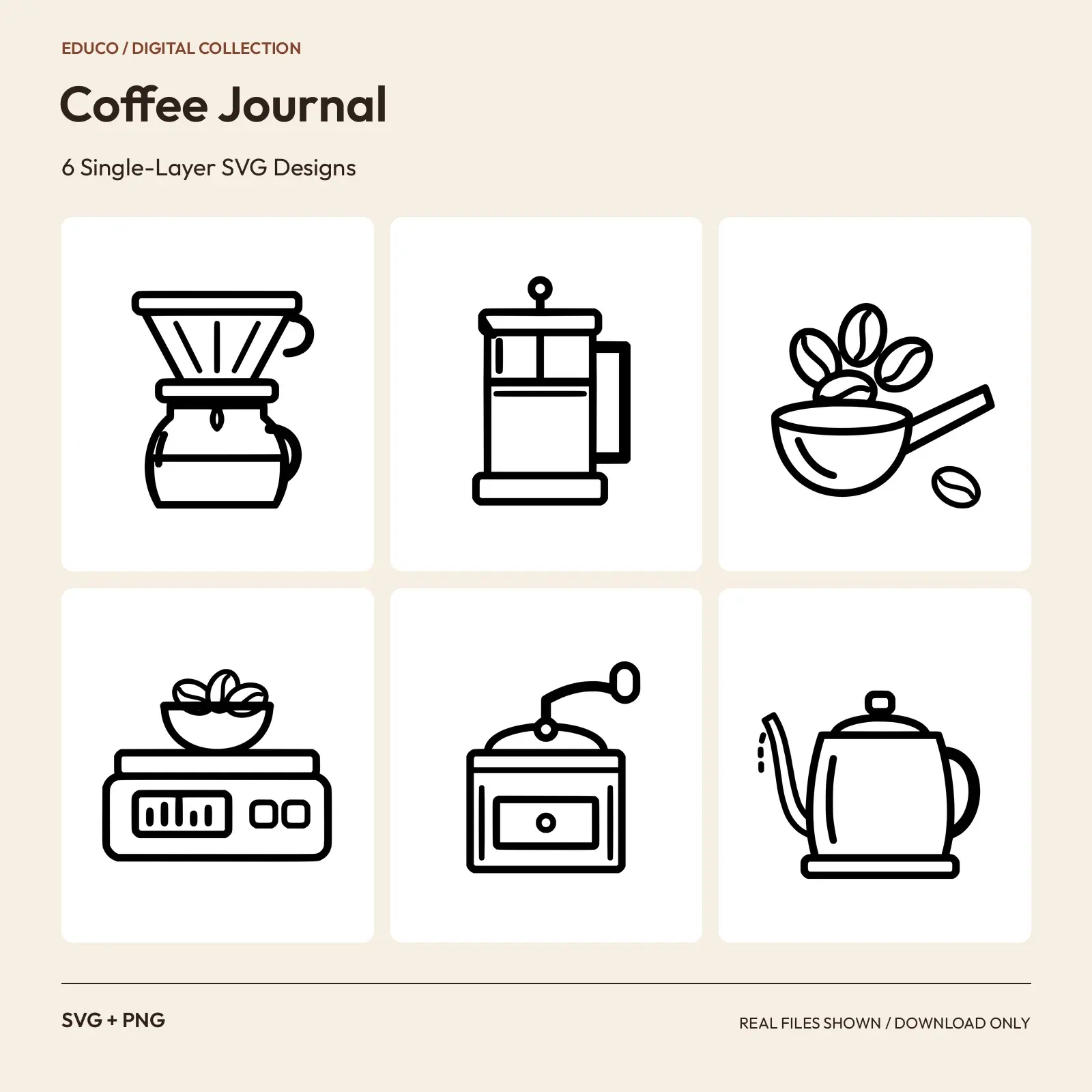 Coffee Journal - 6 Single-Layer SVG Designs preview
