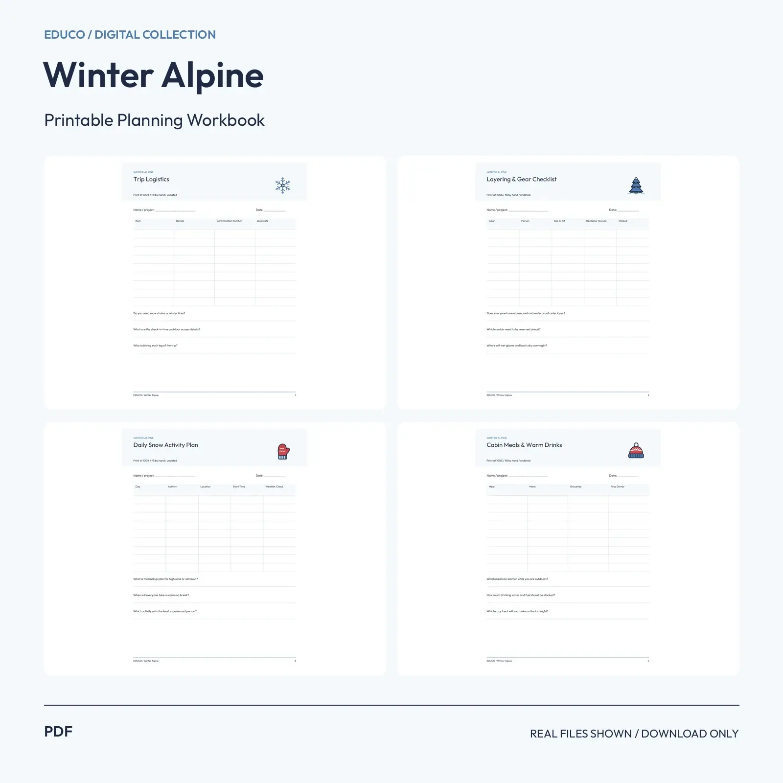 Winter Alpine - Winter Mountain Getaway Planner preview
