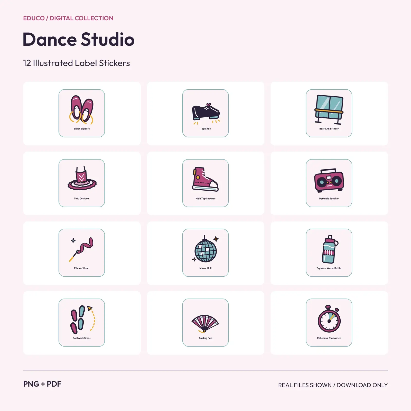 Dance Studio - 12 Illustrated Label Stickers preview