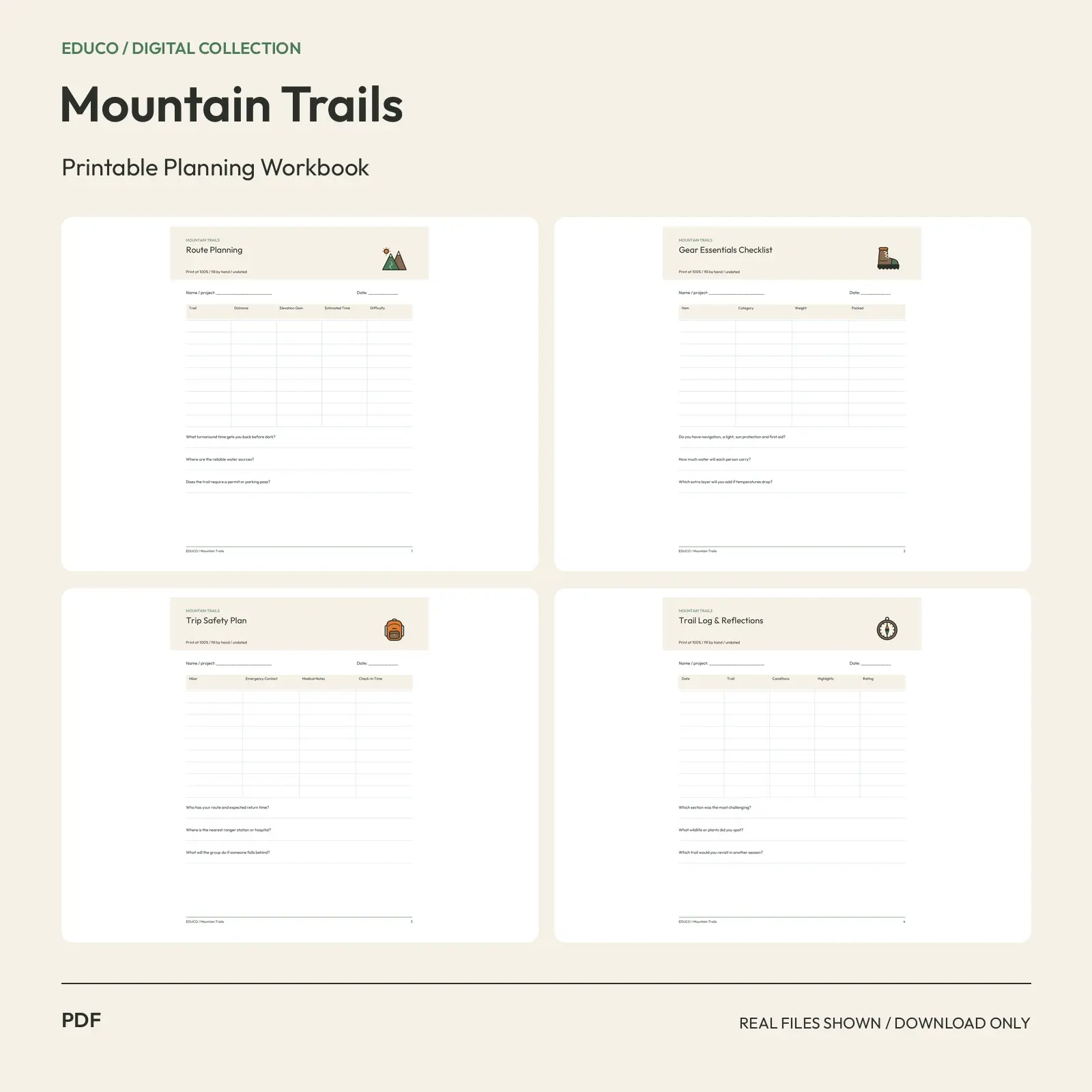 Mountain Trails - Hiking Trip & Trail Log Planner preview