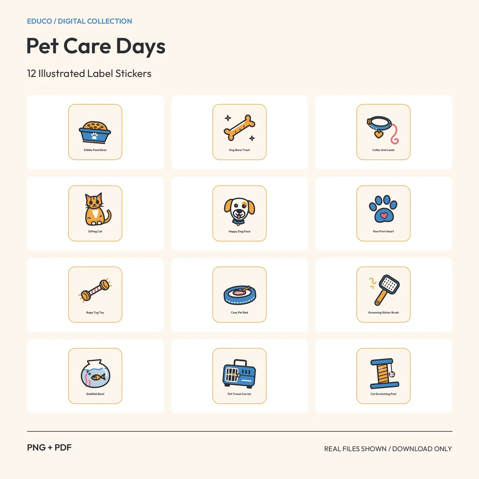Pet Care Days - 12 Illustrated Label Stickers preview