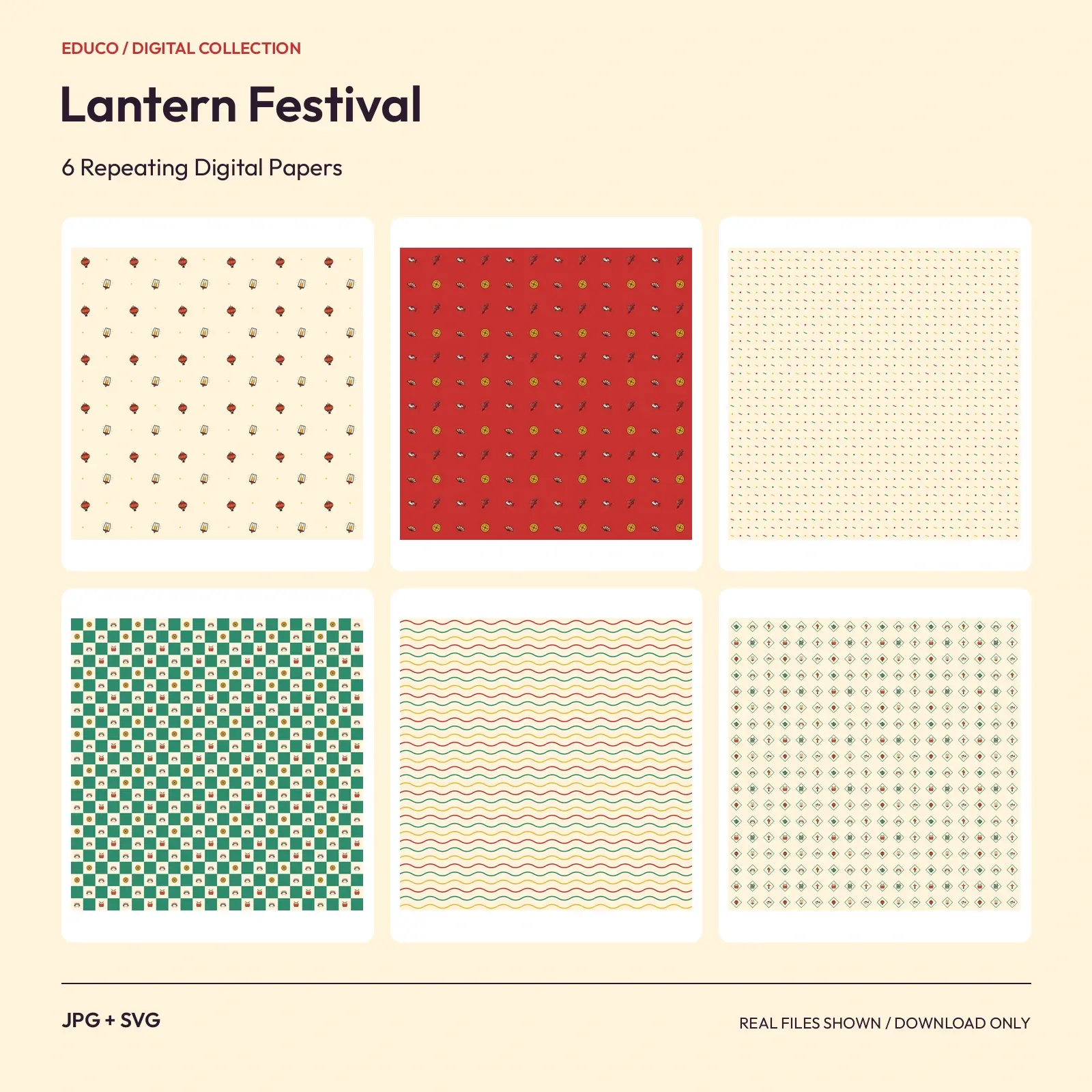 Lantern Festival - 6 Repeating Digital Papers preview