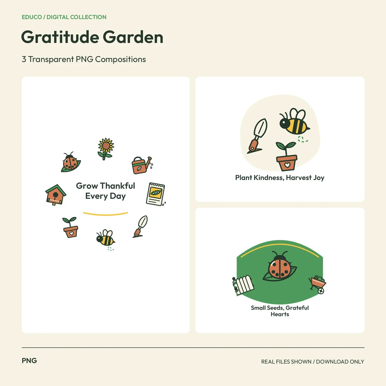 Gratitude Garden - 3 Transparent PNG Compositions preview