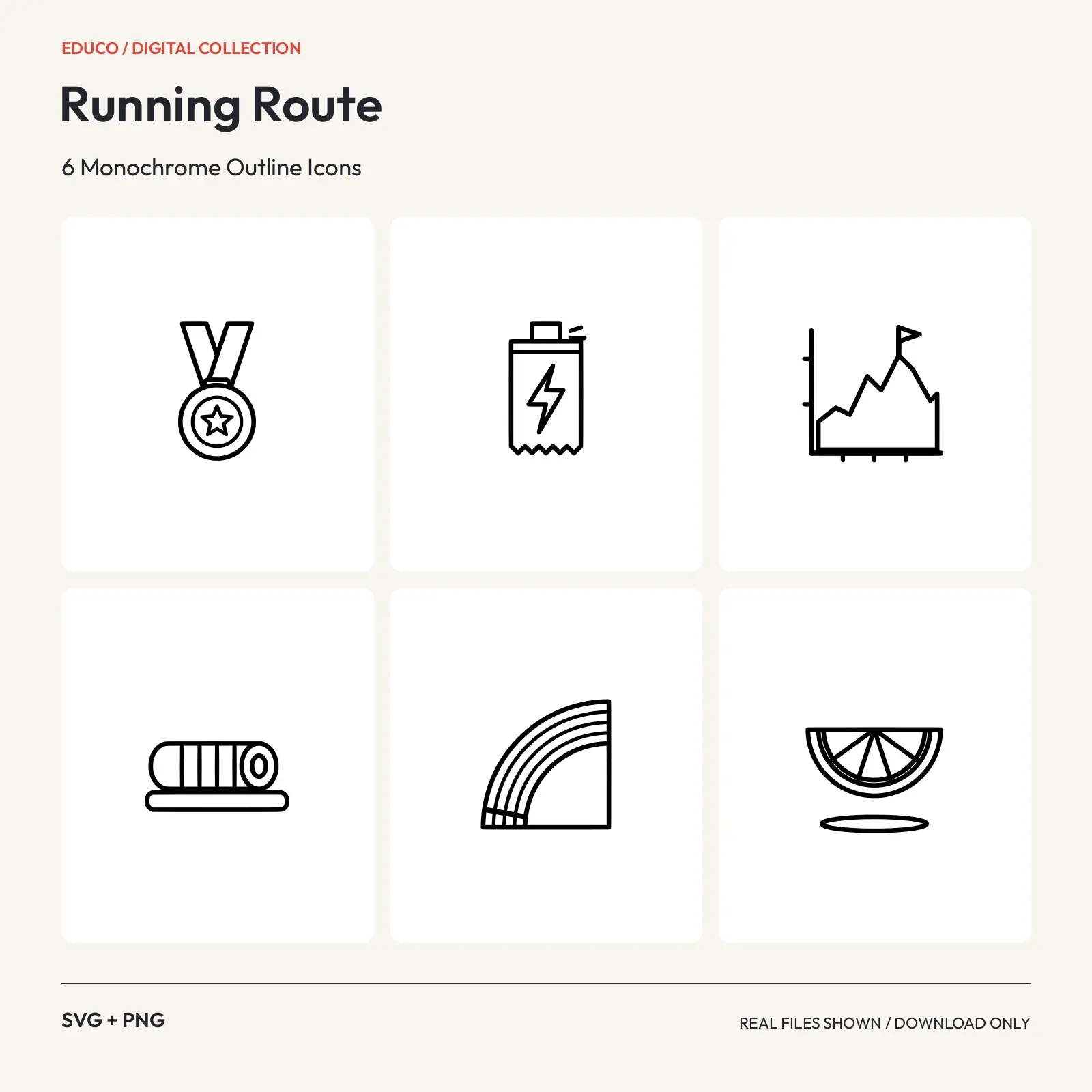 Running Route - 6 Monochrome Outline Icons preview