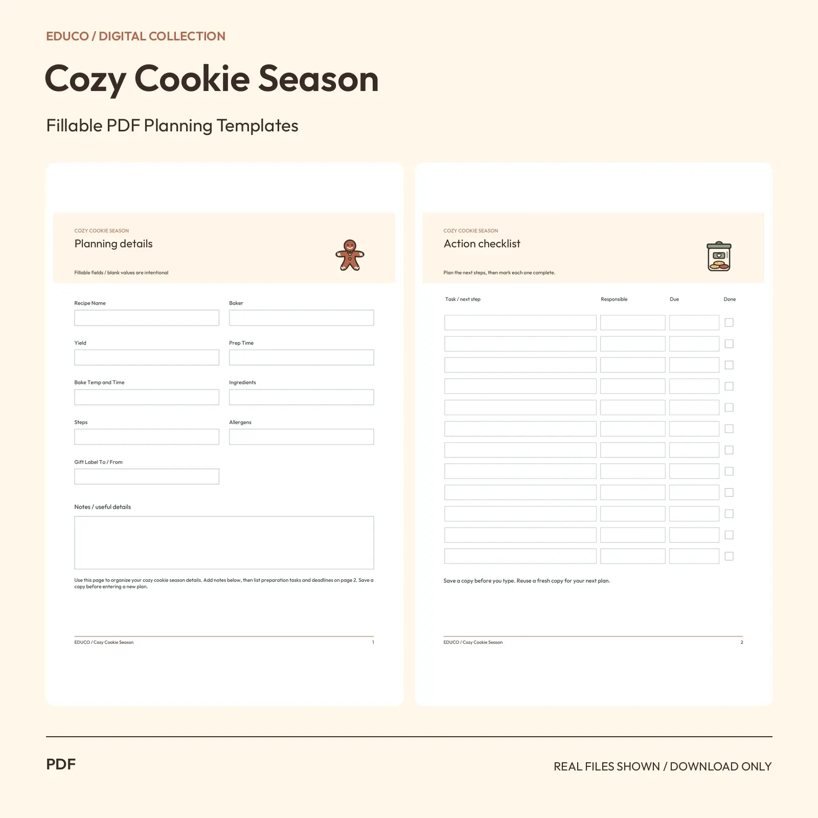 Cozy Cookie Season - Fillable PDF Planning Templates preview