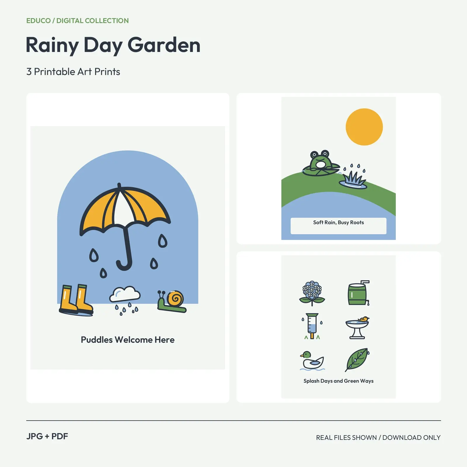 Rainy Day Garden - 3 Printable Art Prints preview