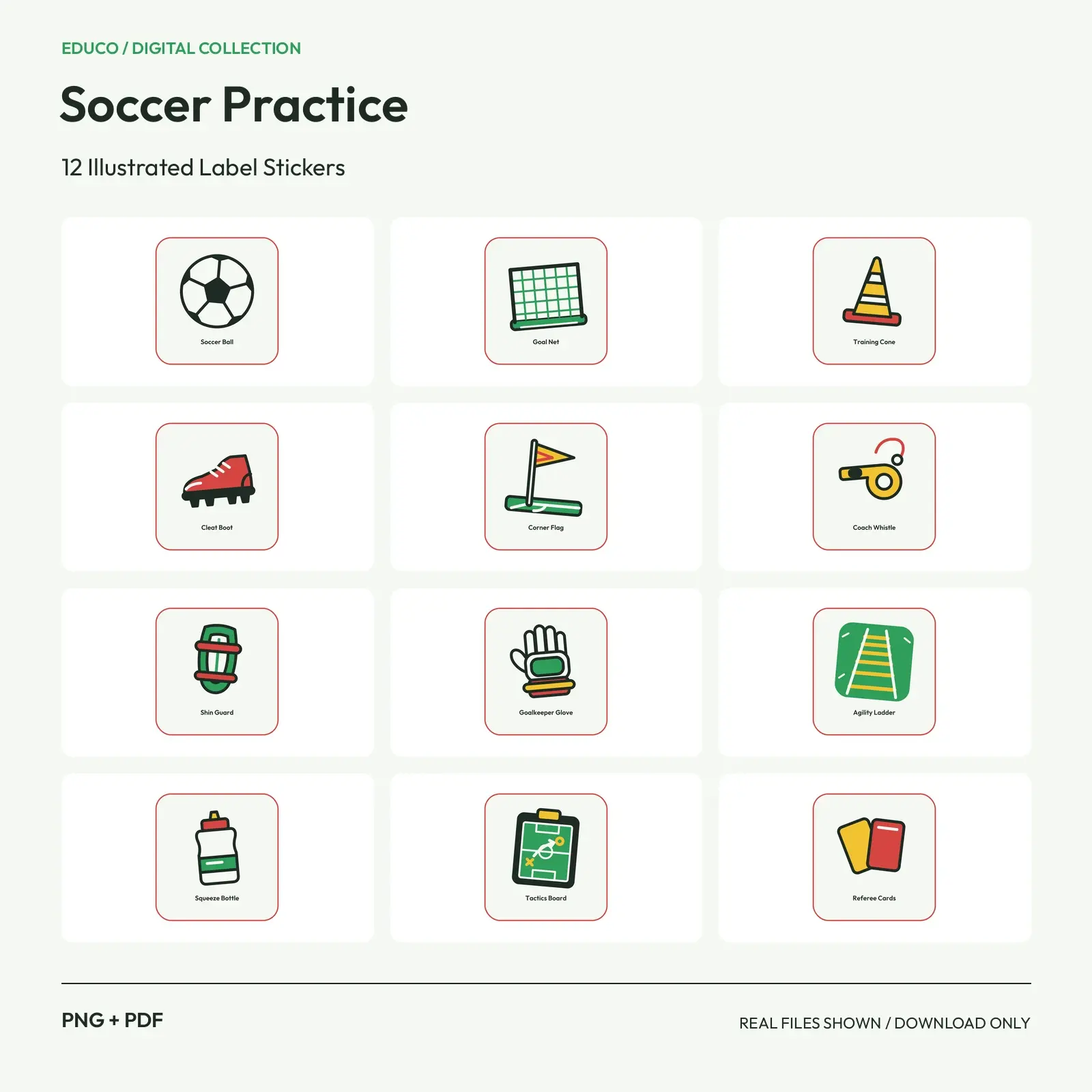 Soccer Practice - 12 Illustrated Label Stickers preview