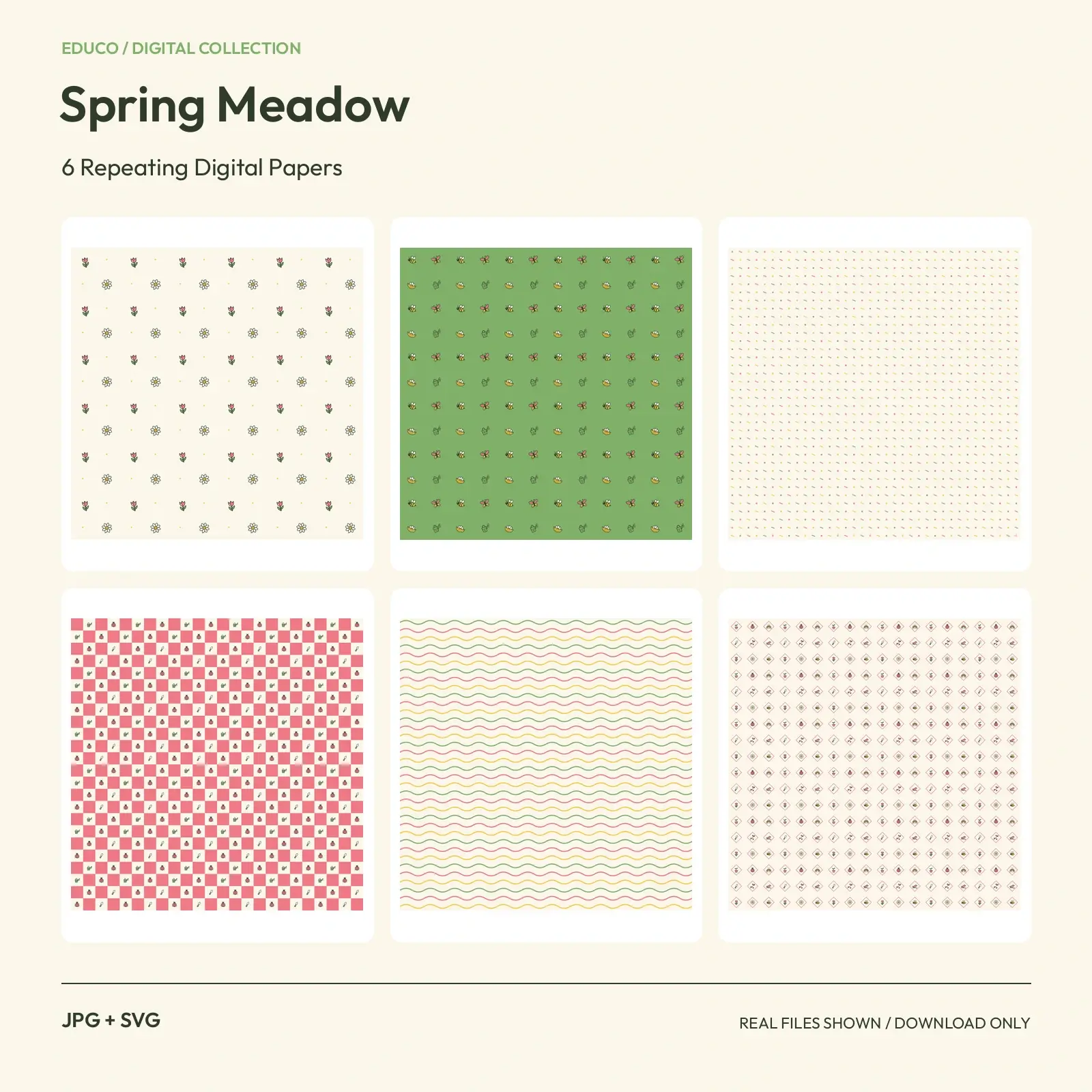 Spring Meadow - 6 Repeating Digital Papers preview