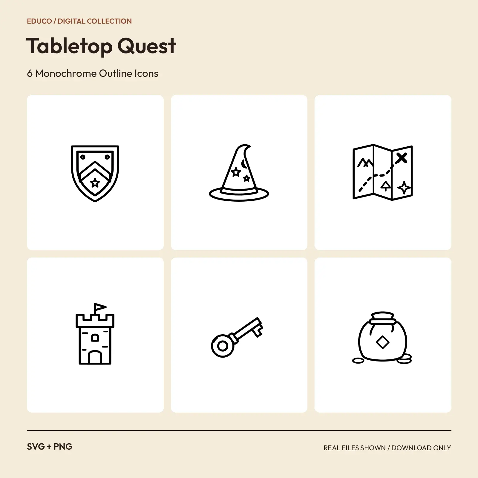 Tabletop Quest - 6 Monochrome Outline Icons preview