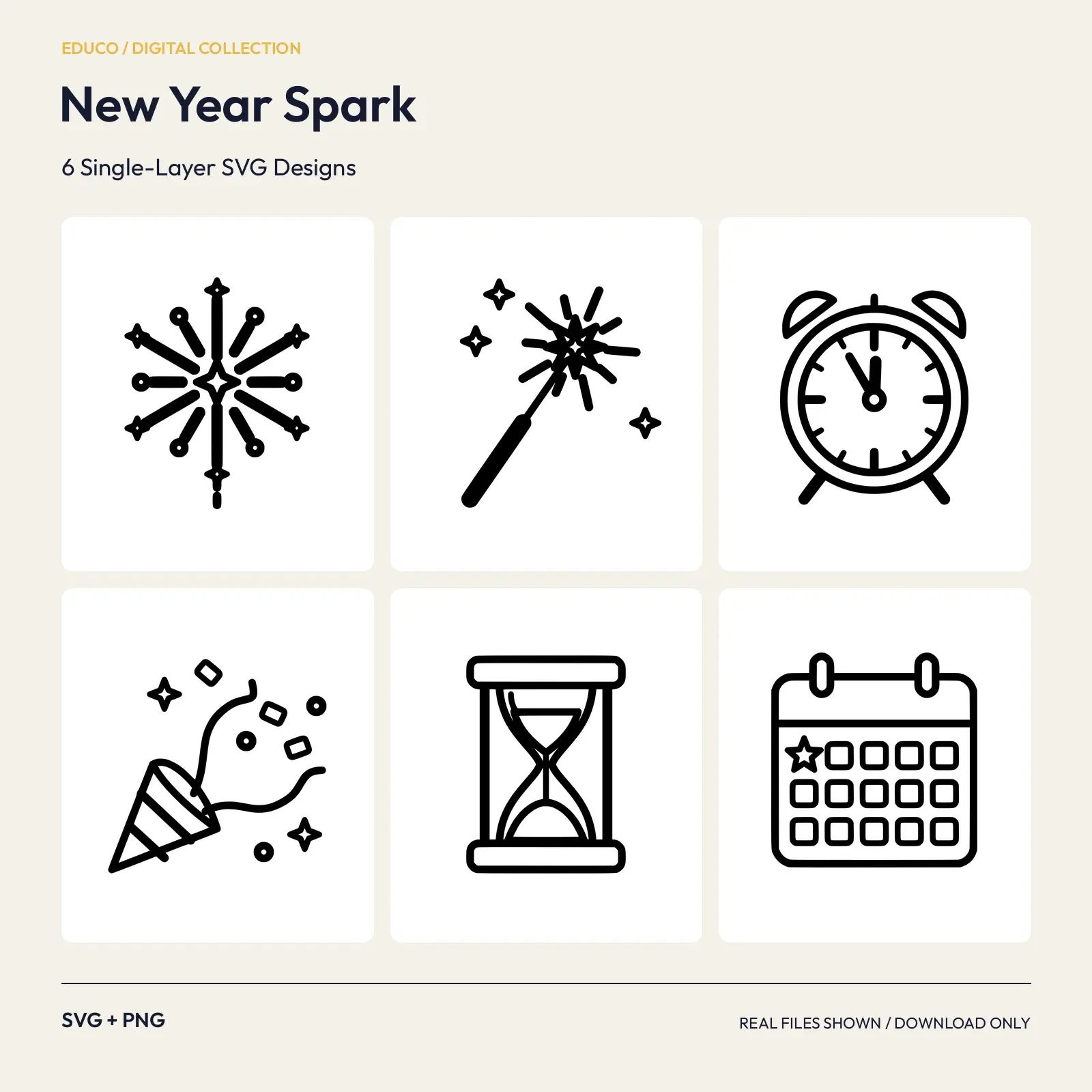 New Year Spark - 6 Single-Layer SVG Designs preview