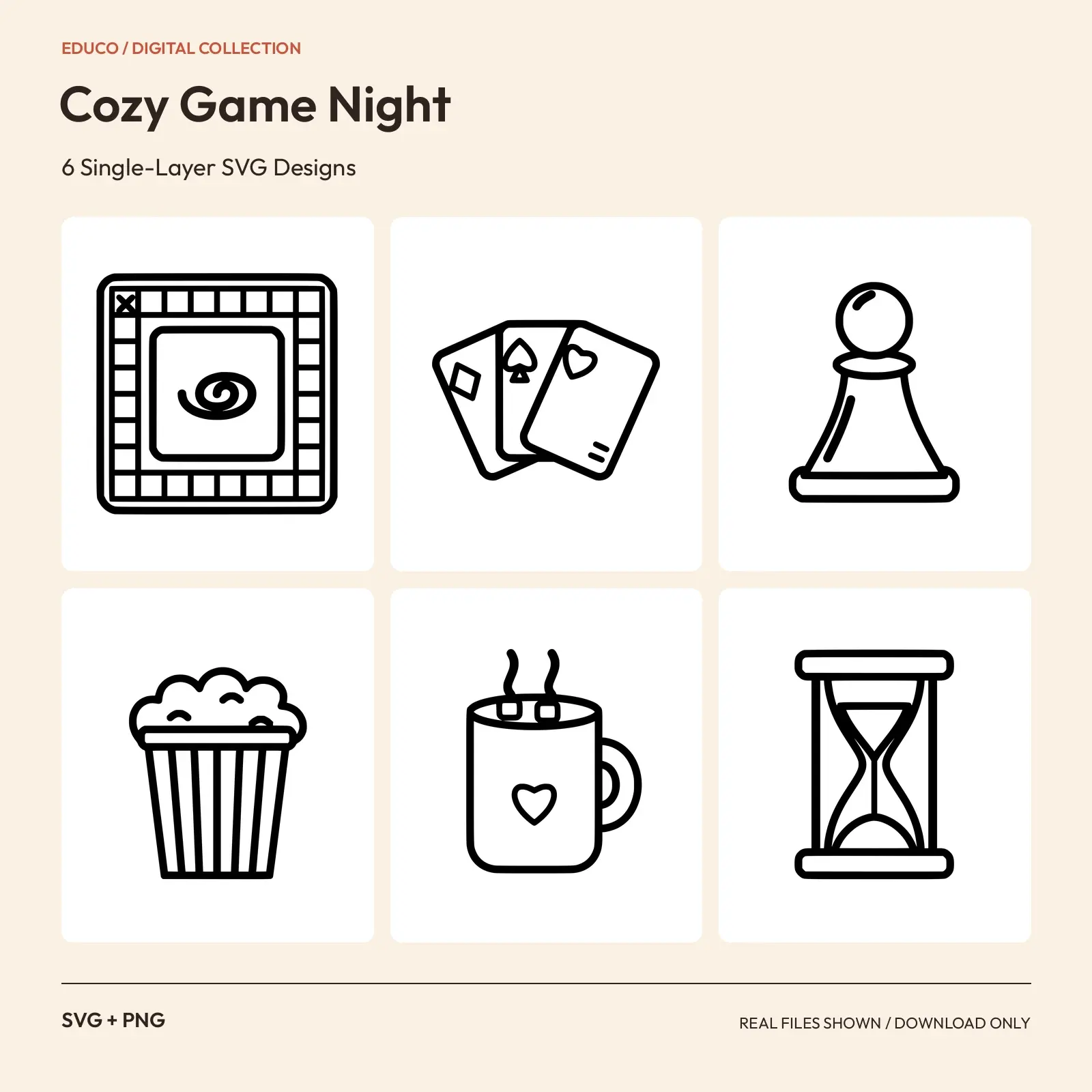Cozy Game Night - 6 Single-Layer SVG Designs preview