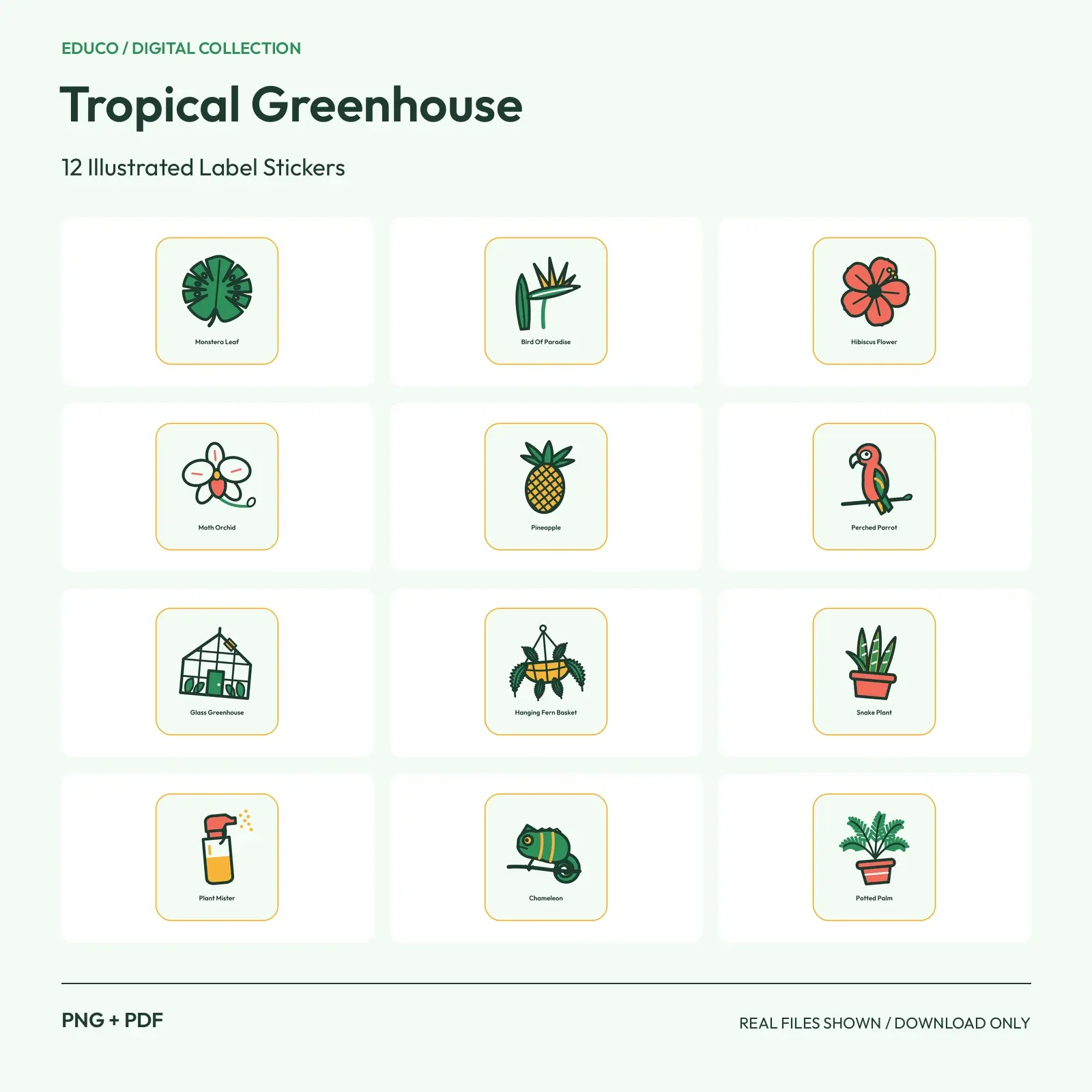 Tropical Greenhouse - 12 Illustrated Label Stickers preview