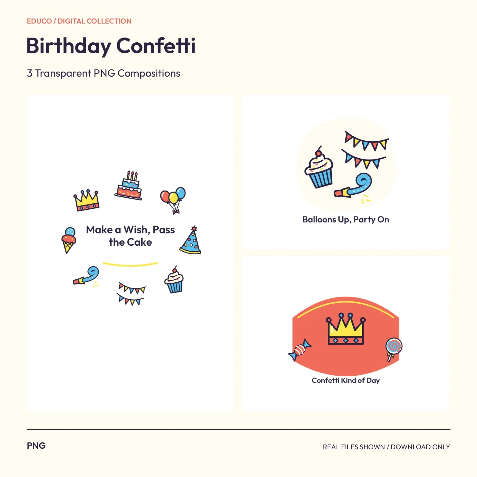 Birthday Confetti - 3 Transparent PNG Compositions preview