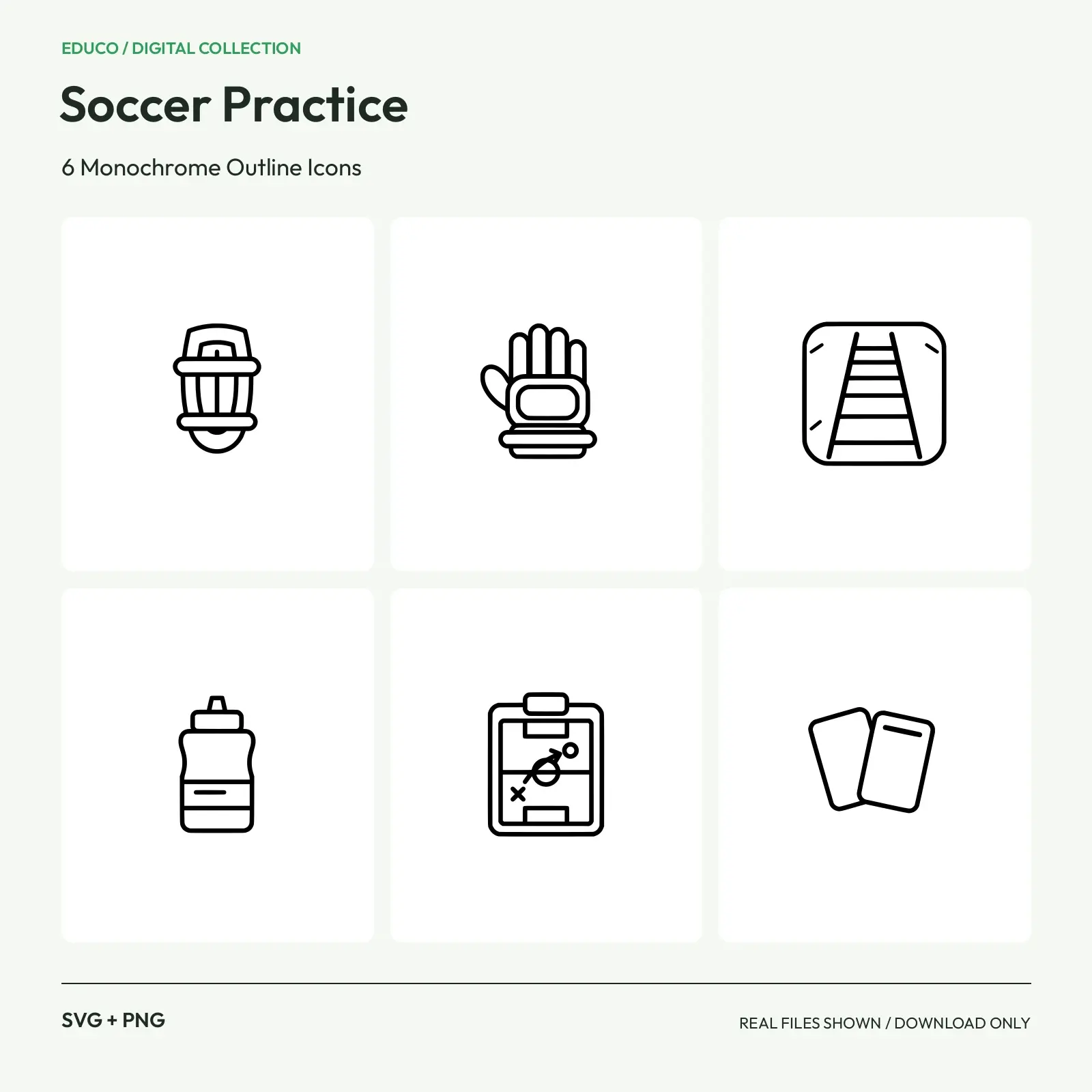 Soccer Practice - 6 Monochrome Outline Icons preview