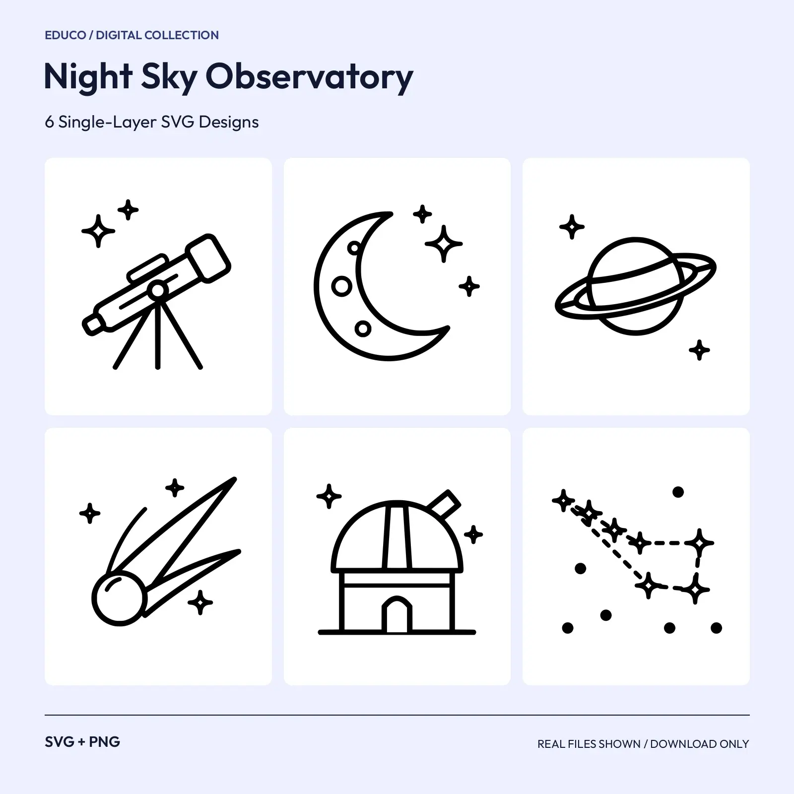 Night Sky Observatory - 6 Single-Layer SVG Designs preview