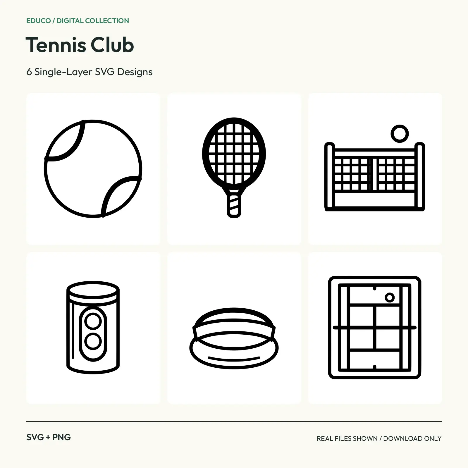 Tennis Club - 6 Single-Layer SVG Designs preview