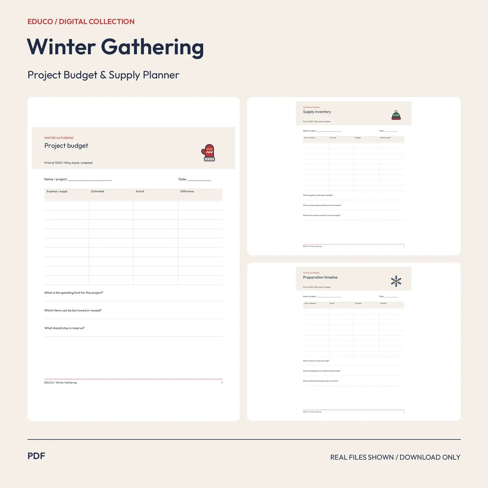 Winter Gathering - Project Budget and Supply Planner preview